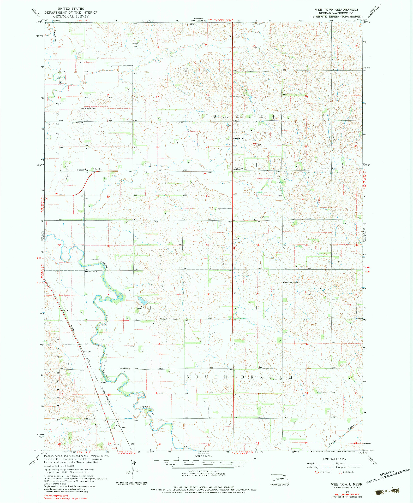 USGS 1:24000-SCALE QUADRANGLE FOR WEE TOWN, NE 1963