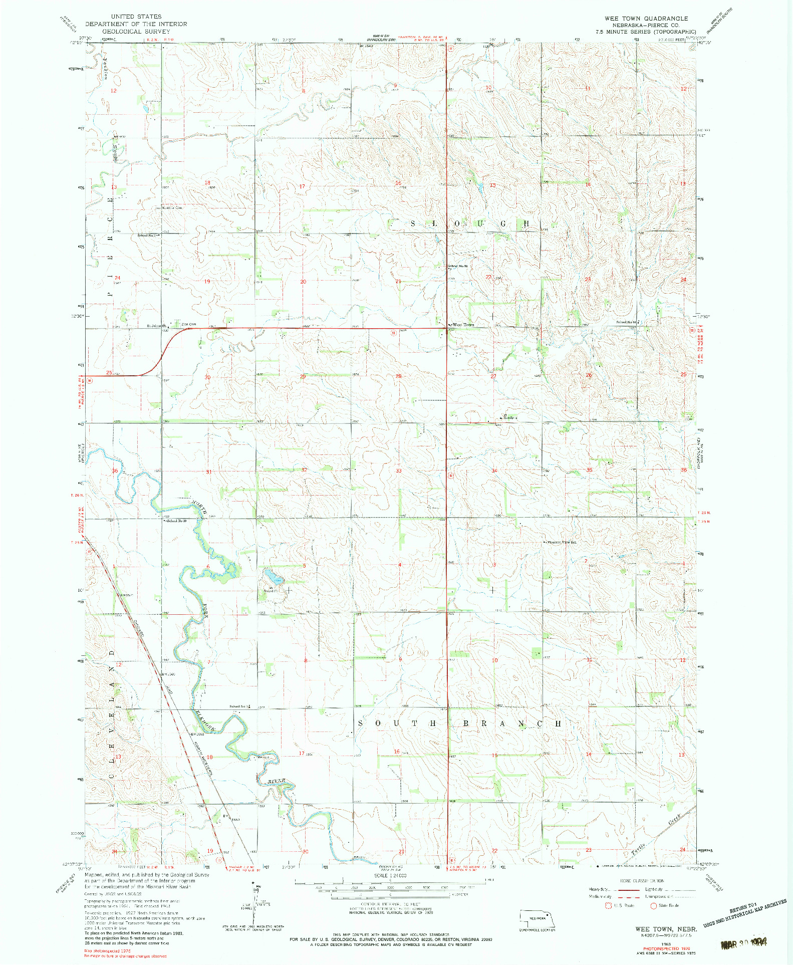 USGS 1:24000-SCALE QUADRANGLE FOR WEE TOWN, NE 1963