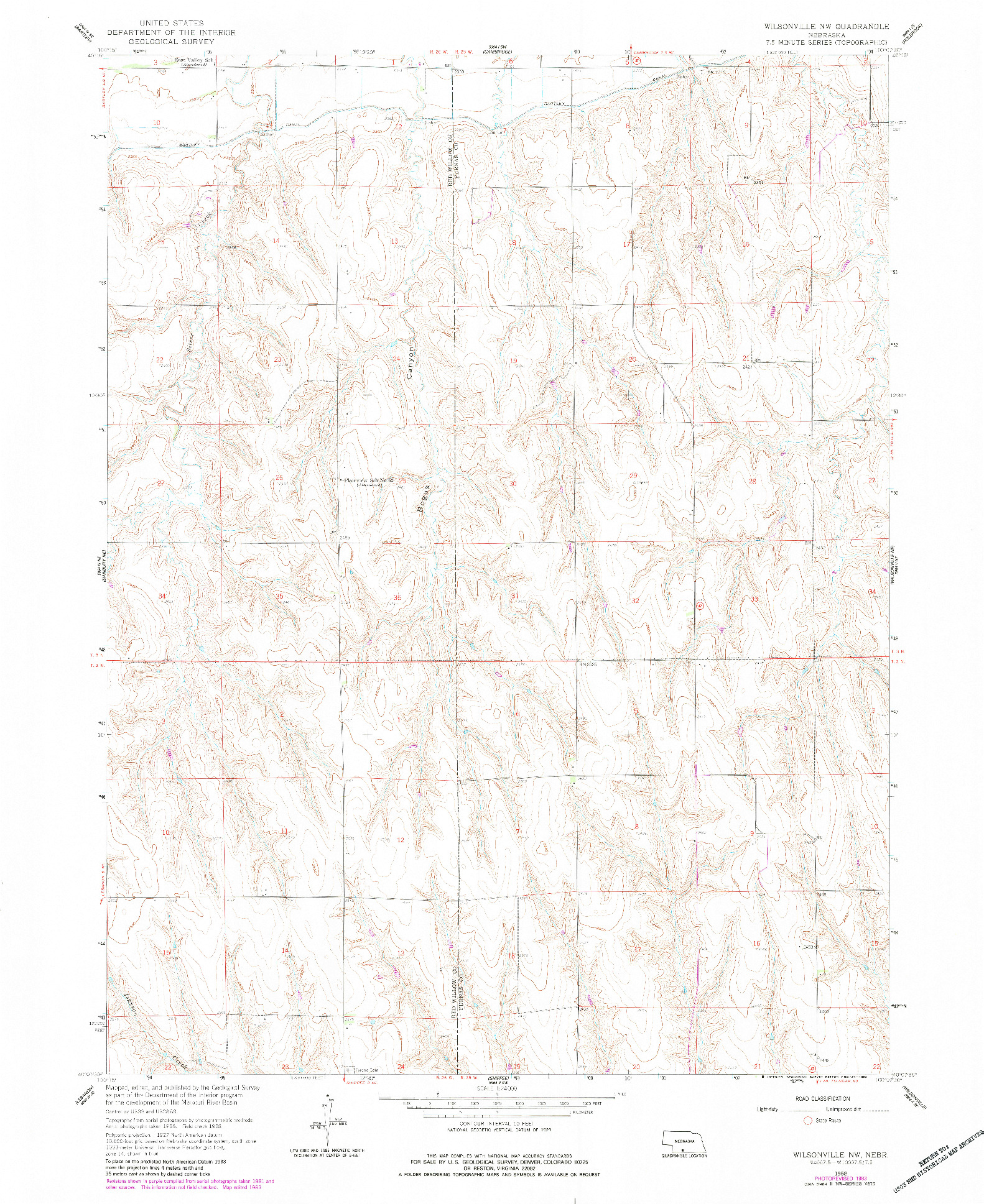 USGS 1:24000-SCALE QUADRANGLE FOR WILSONVILLE NW, NE 1958