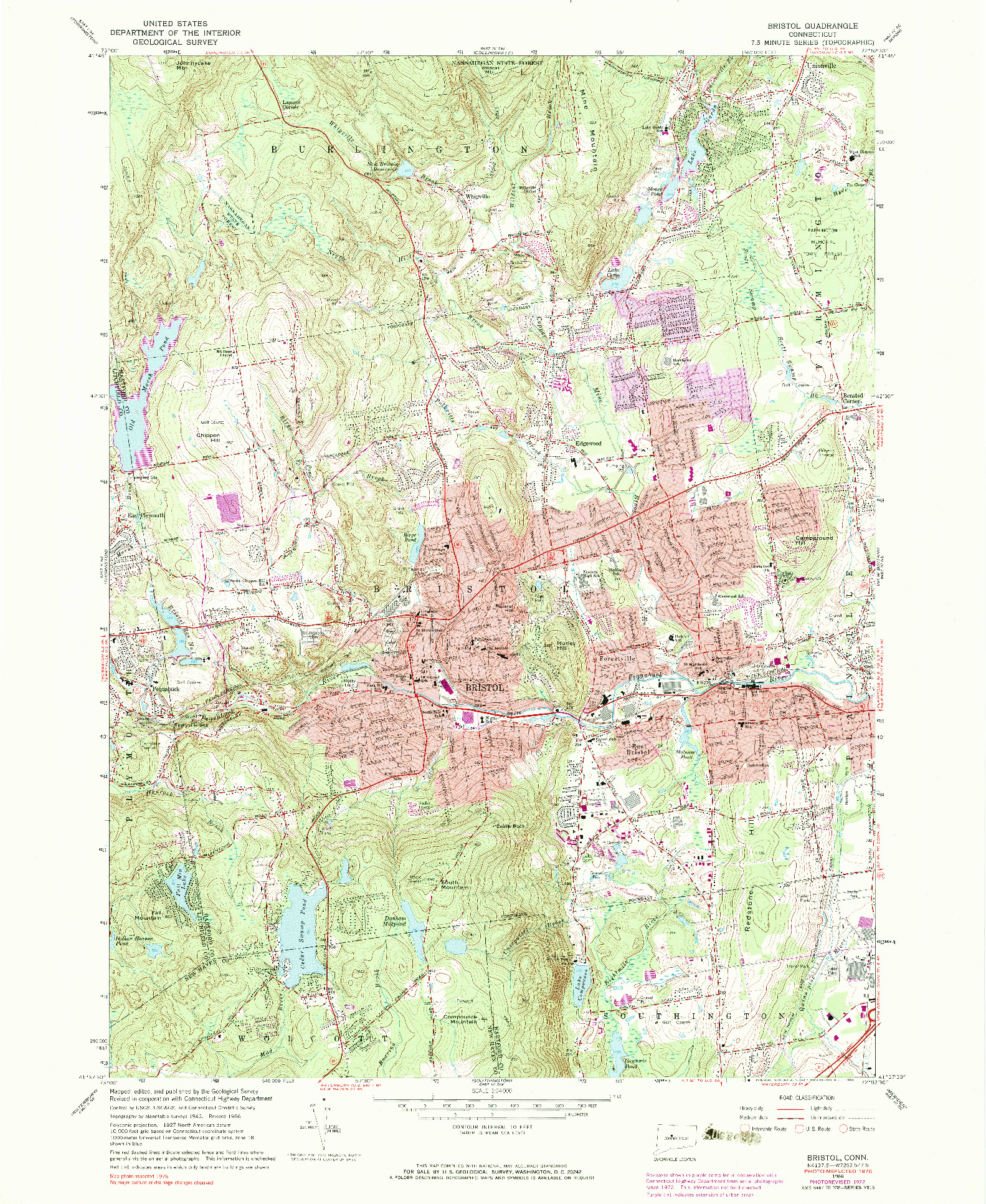 USGS 1:24000-SCALE QUADRANGLE FOR BRISTOL, CT 1966