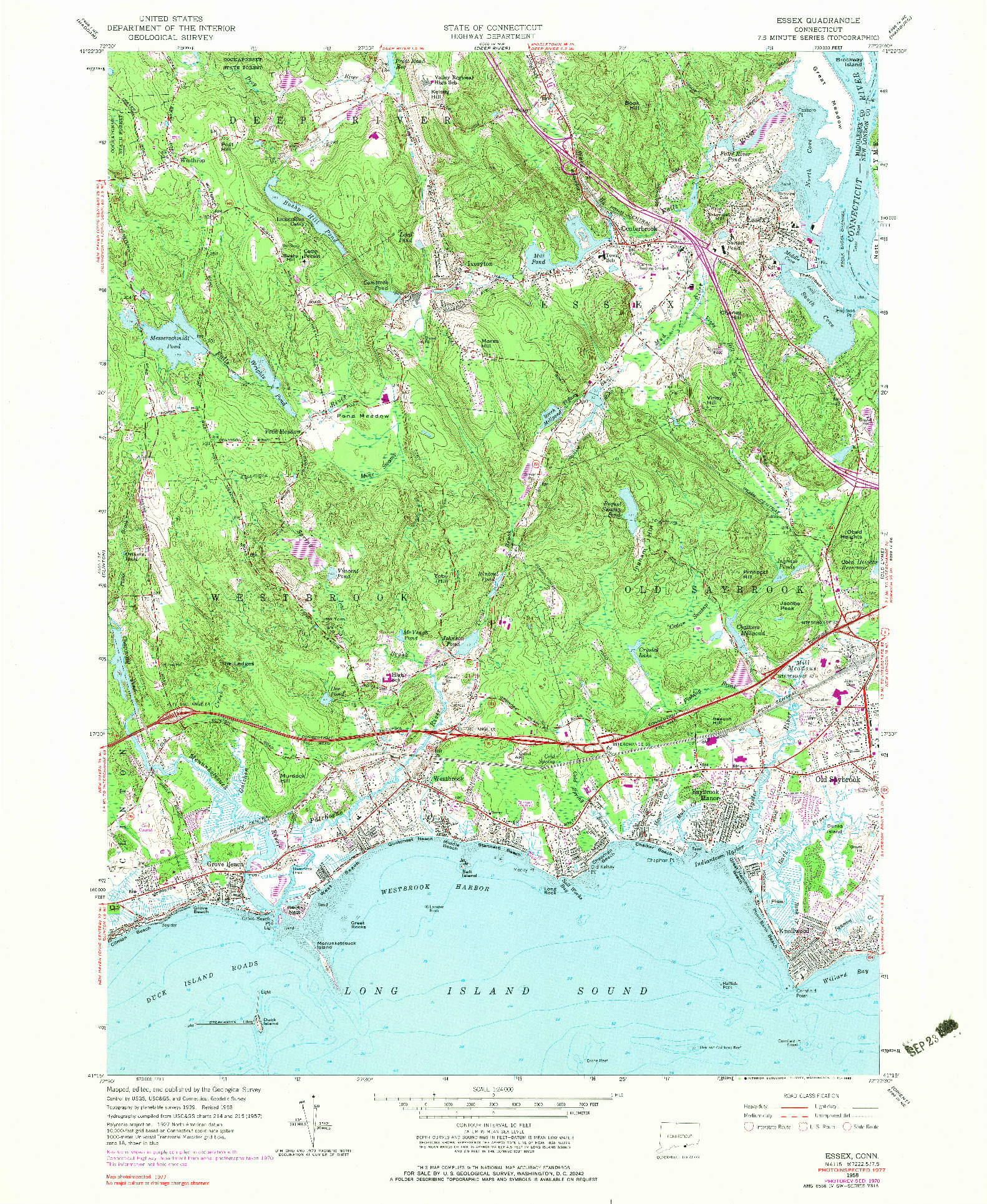 USGS 1:24000-SCALE QUADRANGLE FOR ESSEX, CT 1958