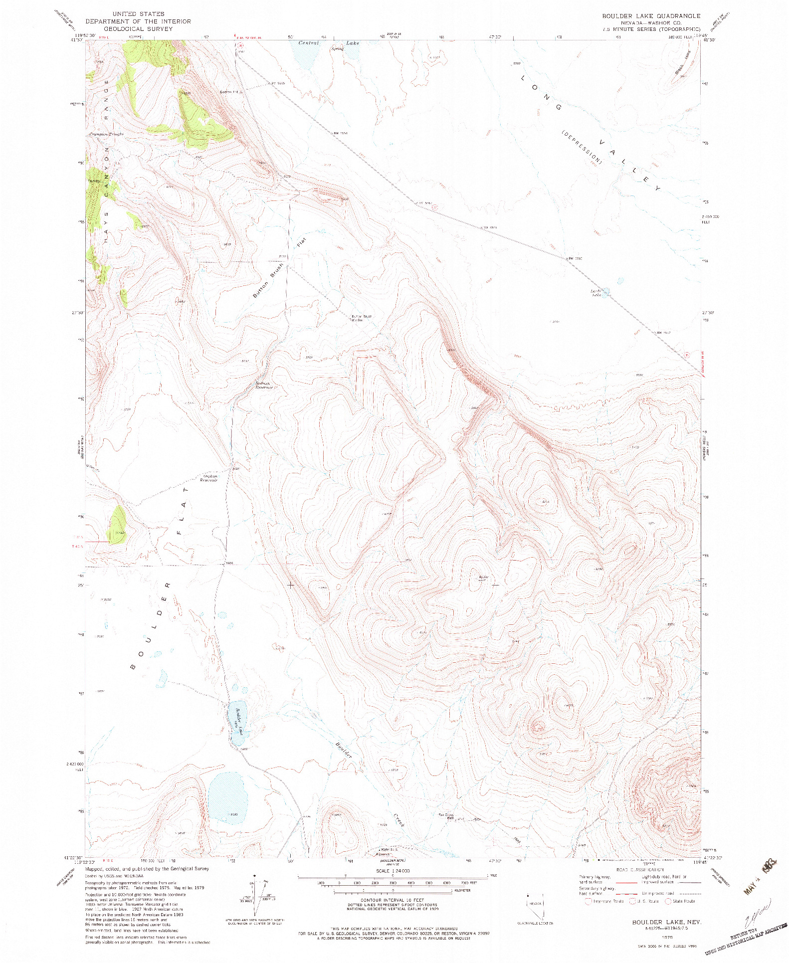 USGS 1:24000-SCALE QUADRANGLE FOR BOULDER LAKE, NV 1979