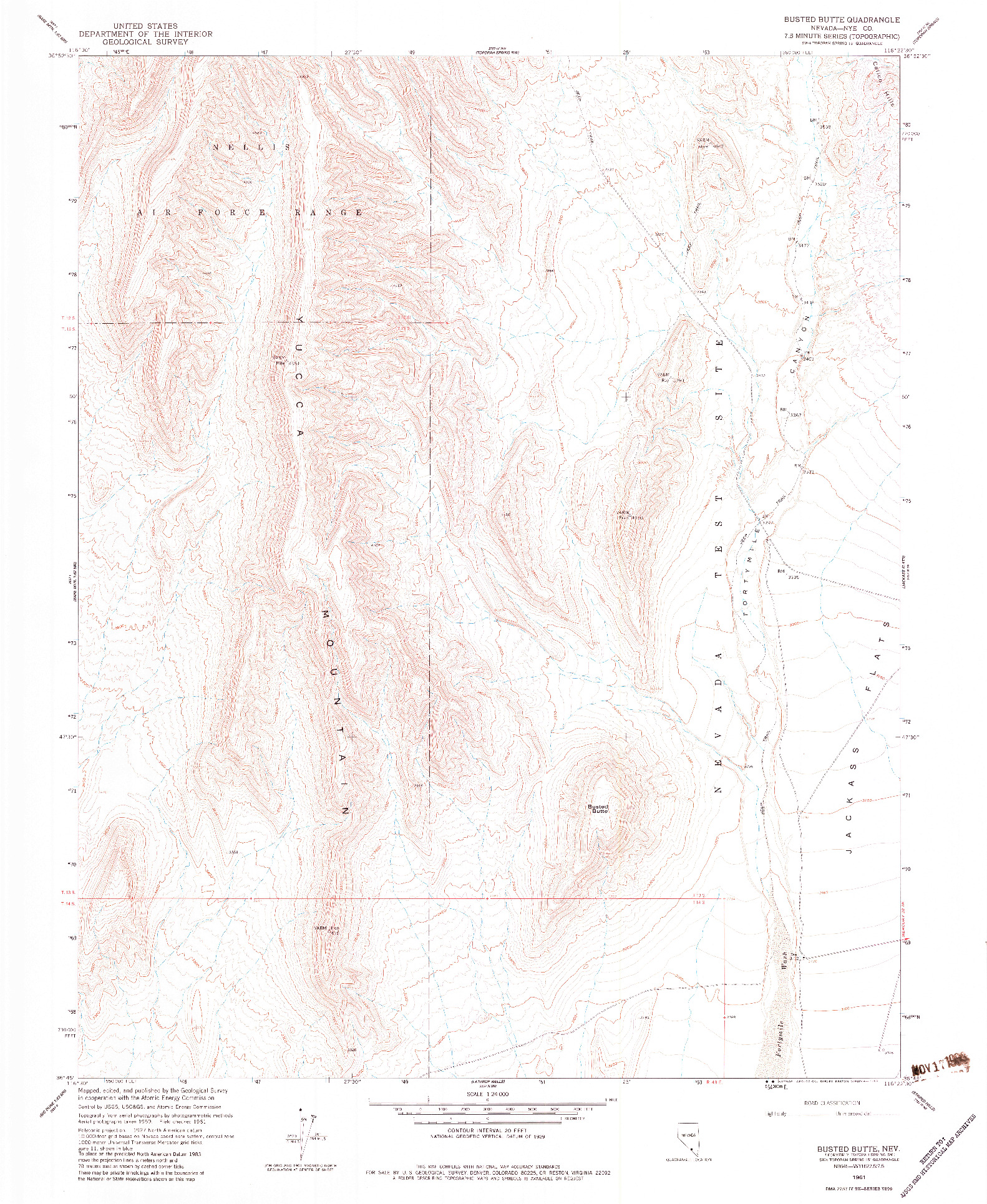 USGS 1:24000-SCALE QUADRANGLE FOR BUSTED BUTTE, NV 1961