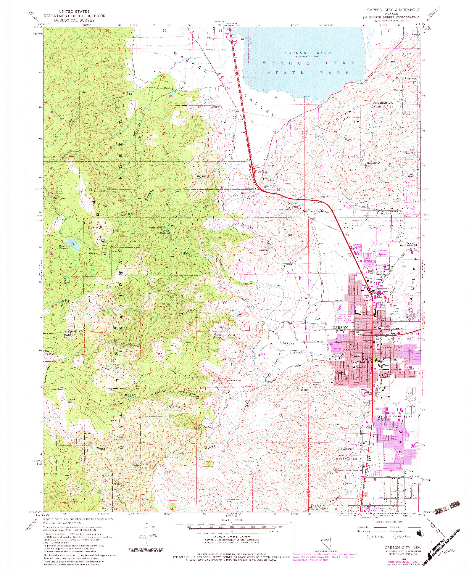 USGS 1:24000-SCALE QUADRANGLE FOR CARSON CITY, NV 1968