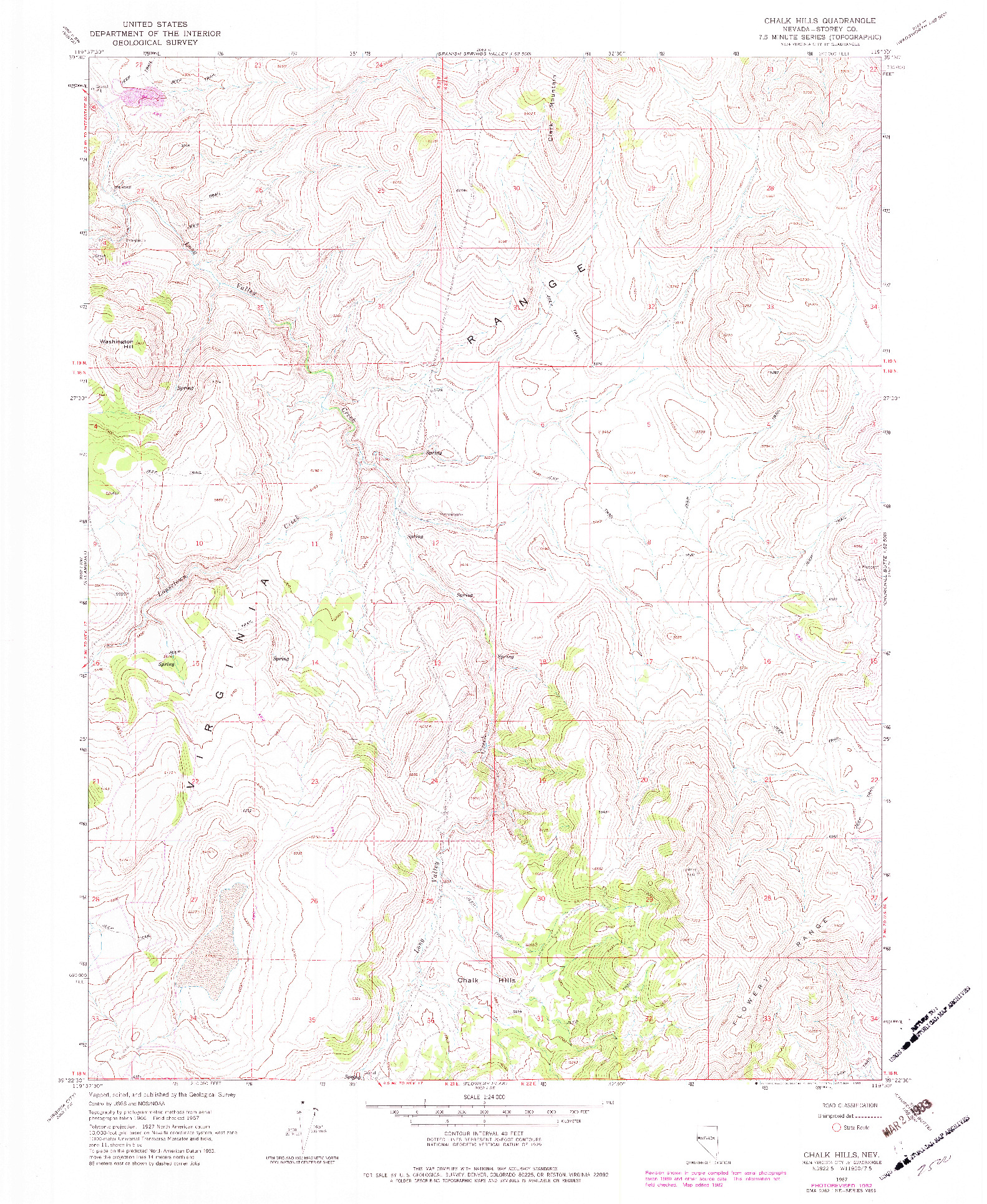 USGS 1:24000-SCALE QUADRANGLE FOR CHALK HILLS, NV 1967