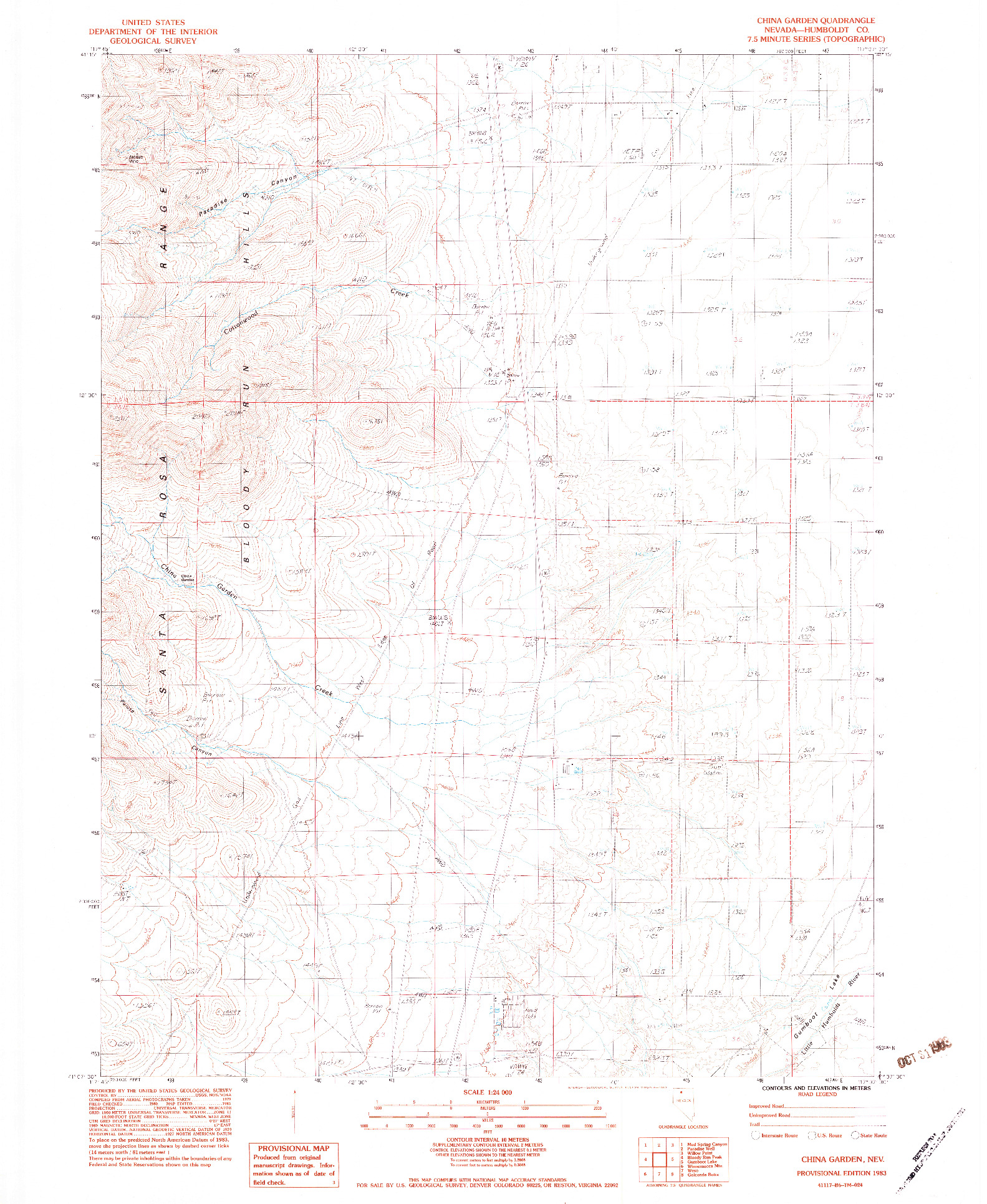 USGS 1:24000-SCALE QUADRANGLE FOR CHINA GARDEN, NV 1983