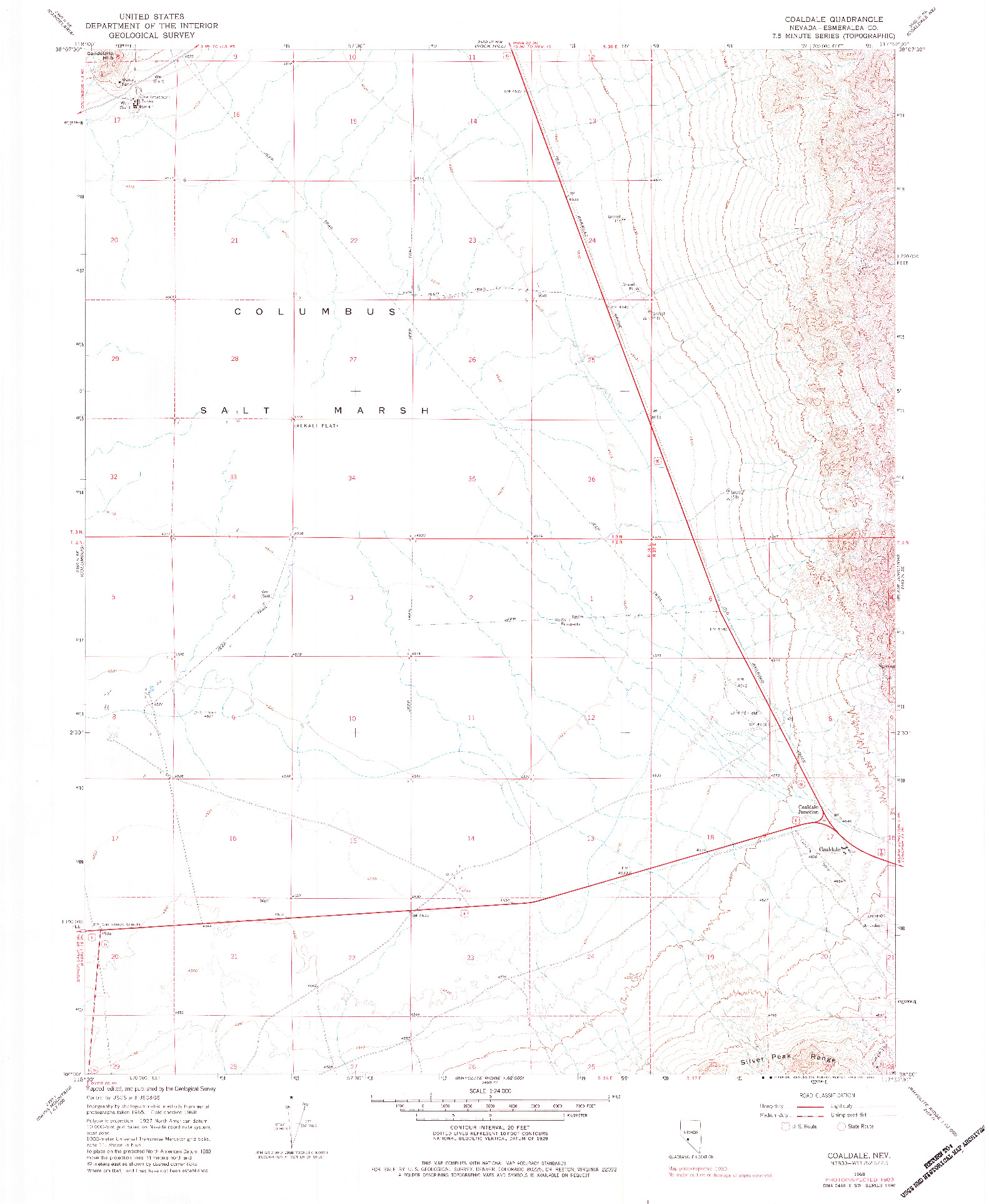 USGS 1:24000-SCALE QUADRANGLE FOR COALDALE, NV 1968