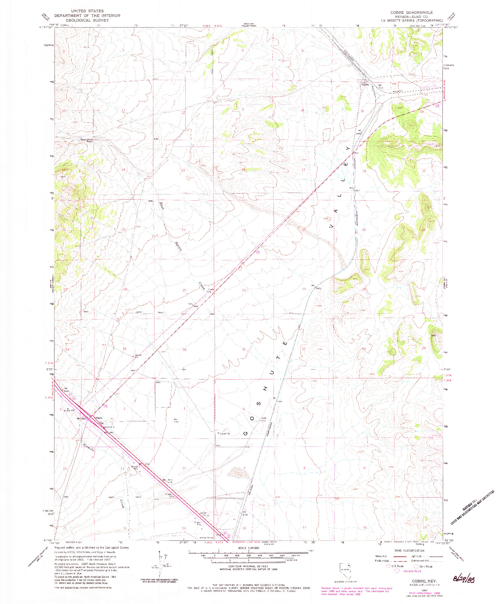 USGS 1:24000-SCALE QUADRANGLE FOR COBRE, NV 1967