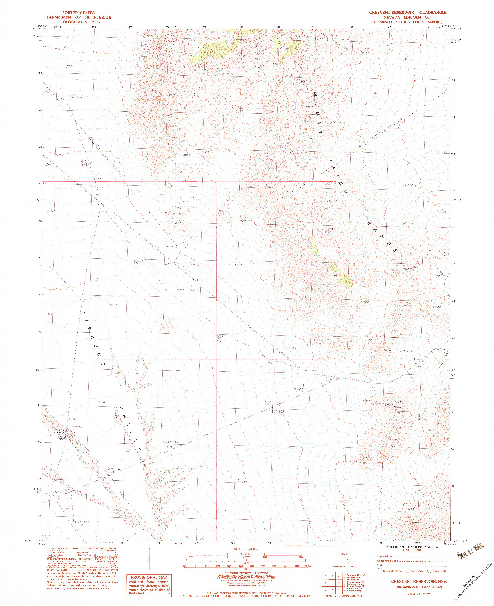USGS 1:24000-SCALE QUADRANGLE FOR CRESCENT RESERVOIR, NV 1983