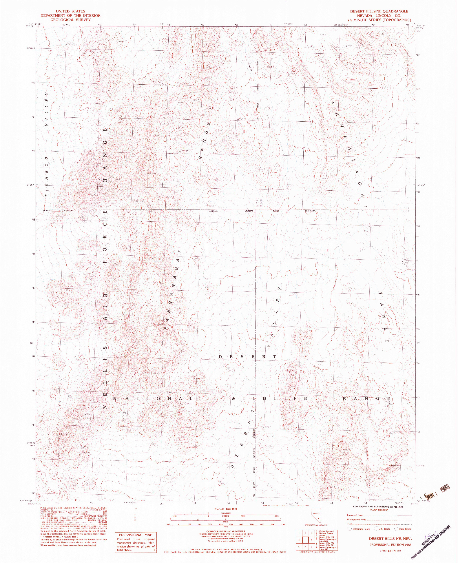 USGS 1:24000-SCALE QUADRANGLE FOR DESERT HILLS NE, NV 1983