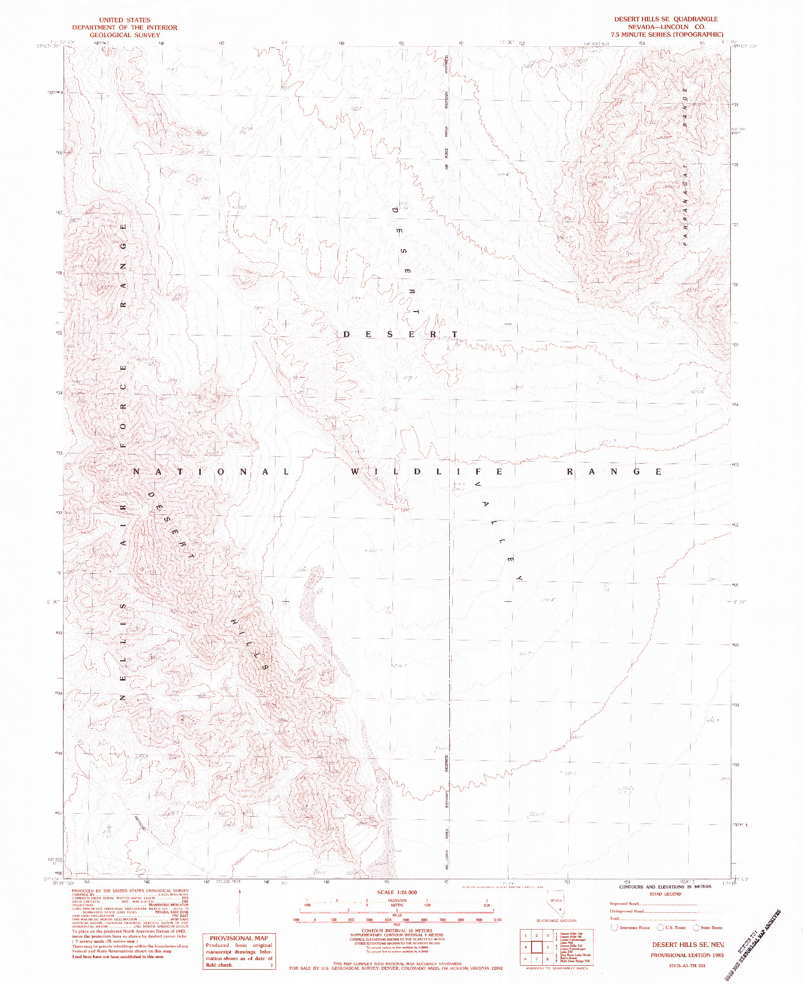 USGS 1:24000-SCALE QUADRANGLE FOR DESERT HILLS SE, NV 1983