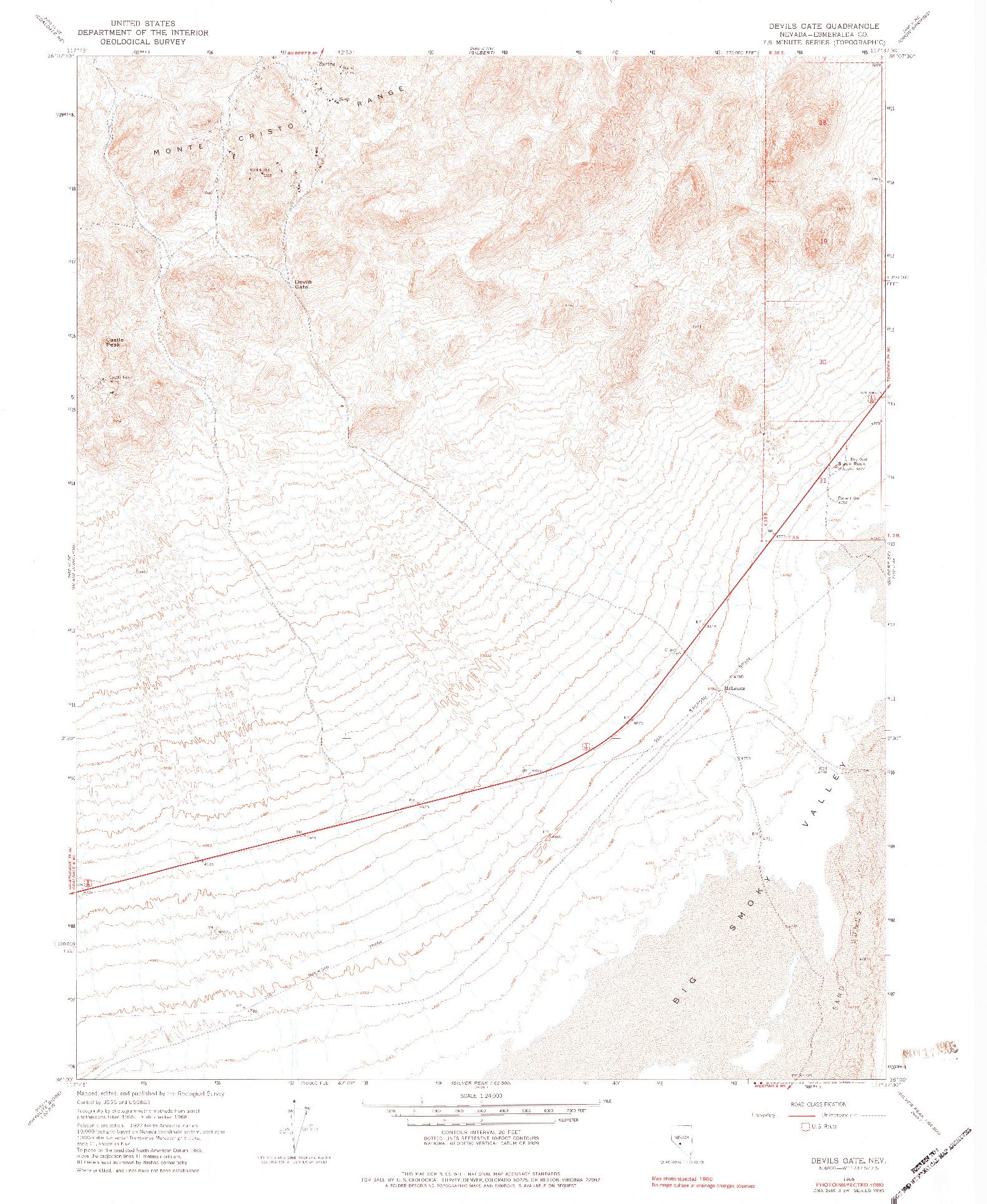 USGS 1:24000-SCALE QUADRANGLE FOR DEVILS GATE, NV 1968