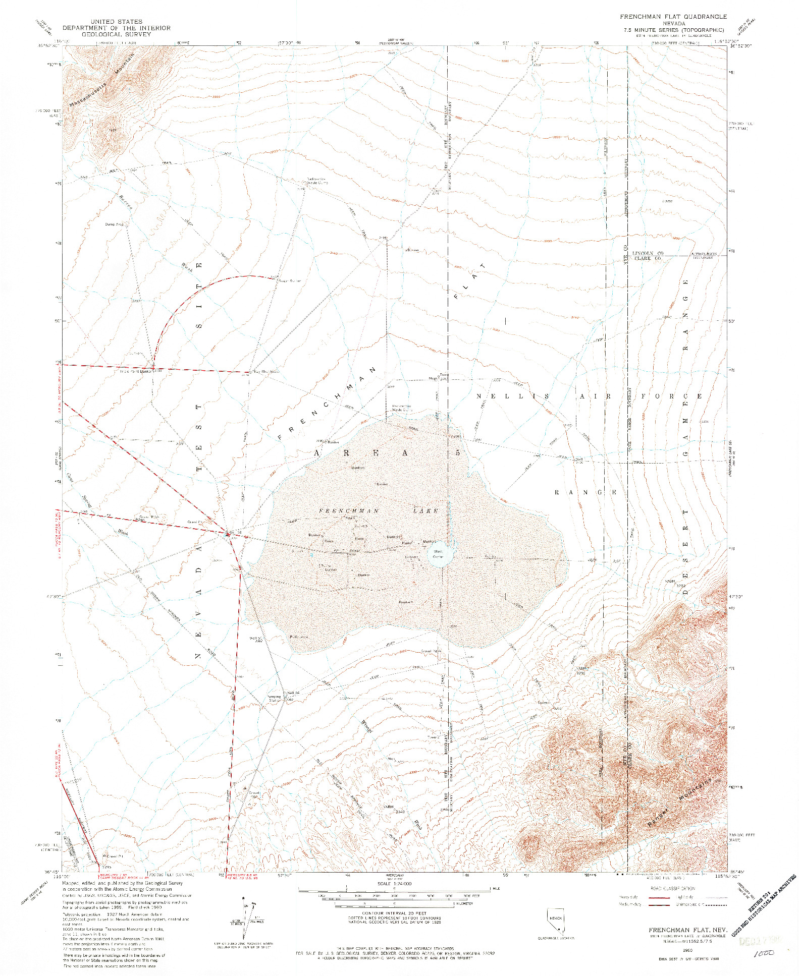 USGS 1:24000-SCALE QUADRANGLE FOR FRENCHMAN FLAT, NV 1960