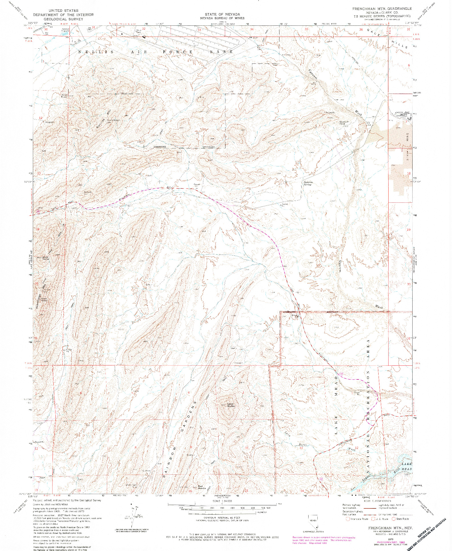 USGS 1:24000-SCALE QUADRANGLE FOR FRENCHMAN MTN., NV 1970