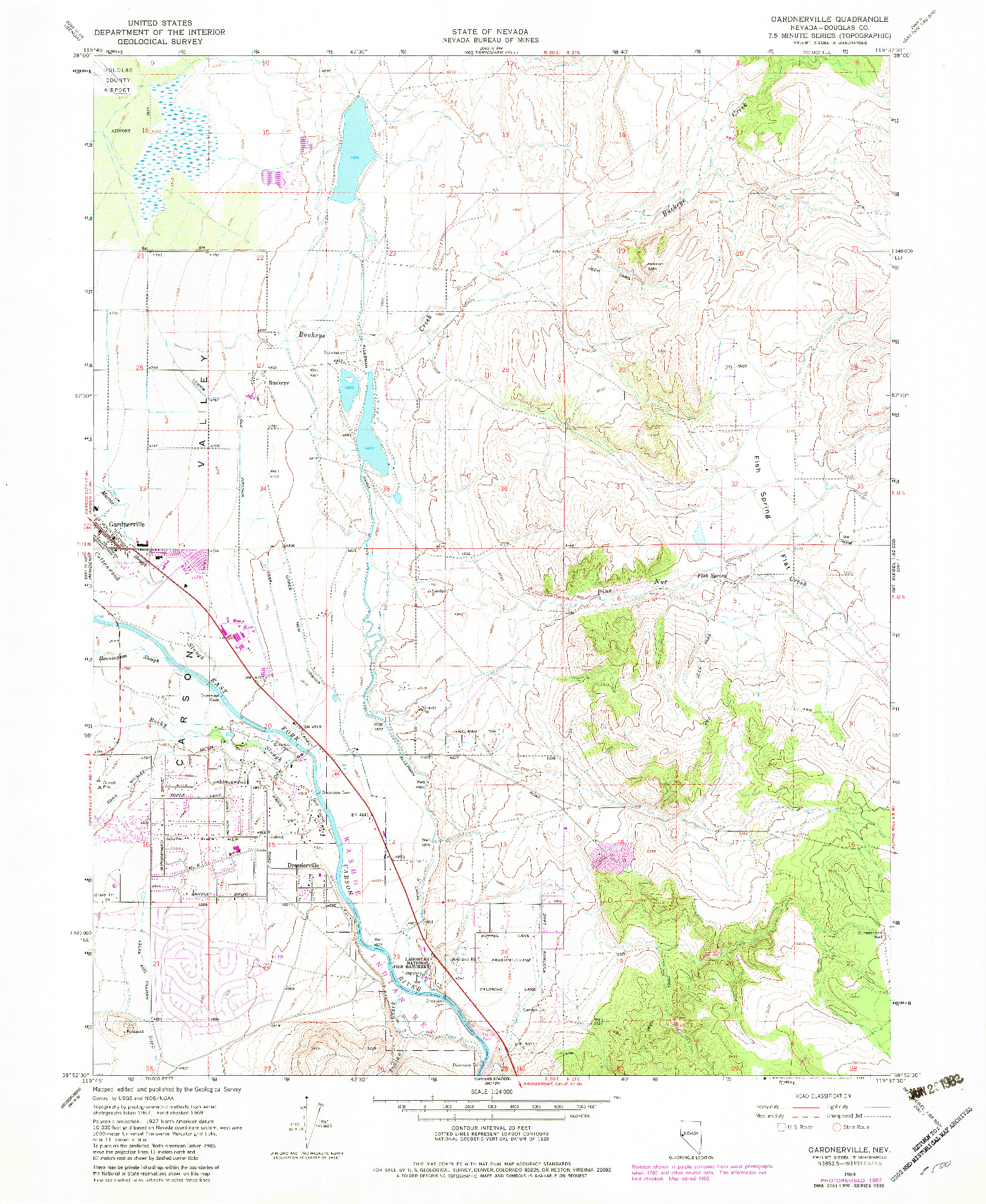 USGS 1:24000-SCALE QUADRANGLE FOR GARDNERVILLE, NV 1969