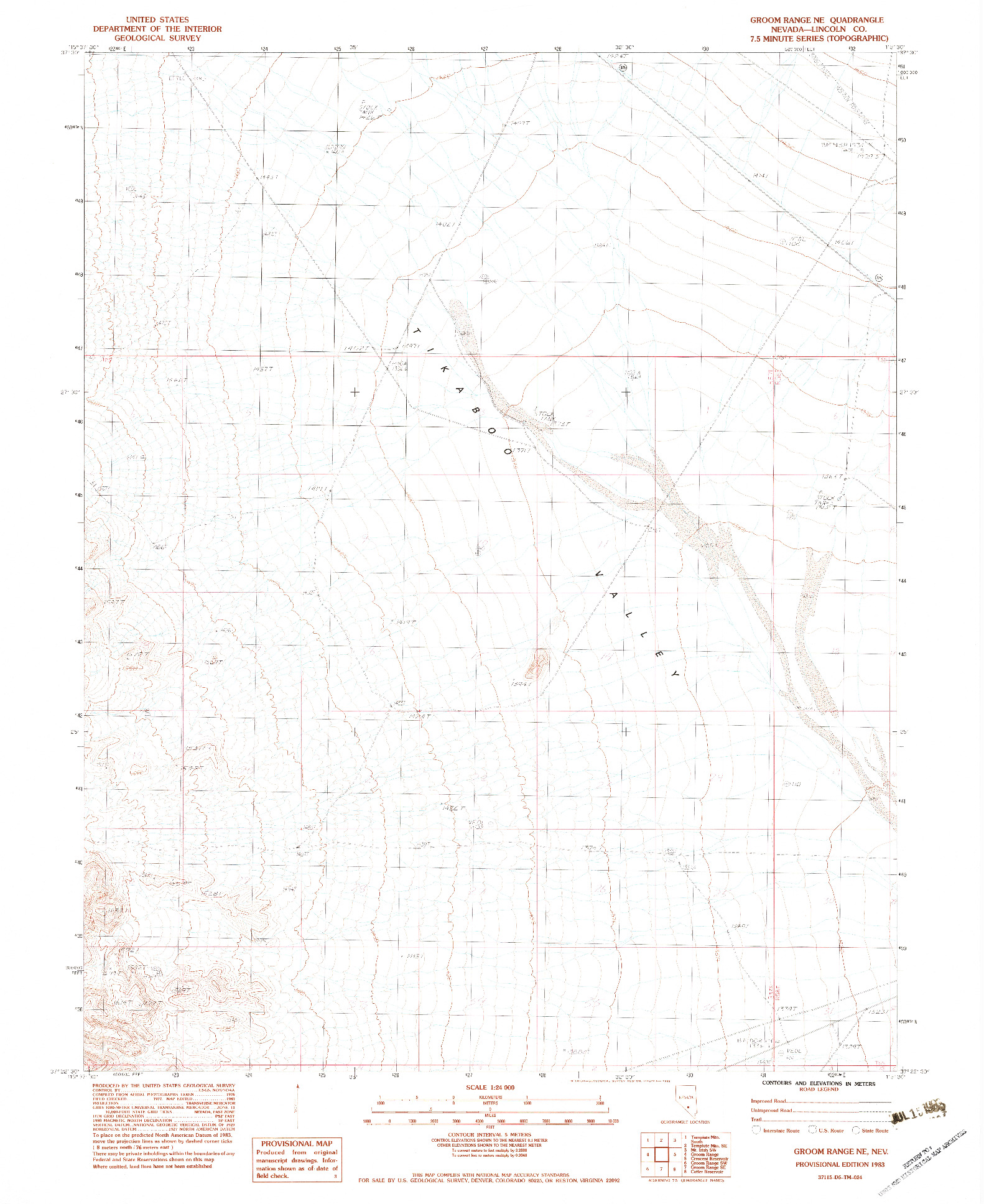 USGS 1:24000-SCALE QUADRANGLE FOR GROOM RANGE NE, NV 1983