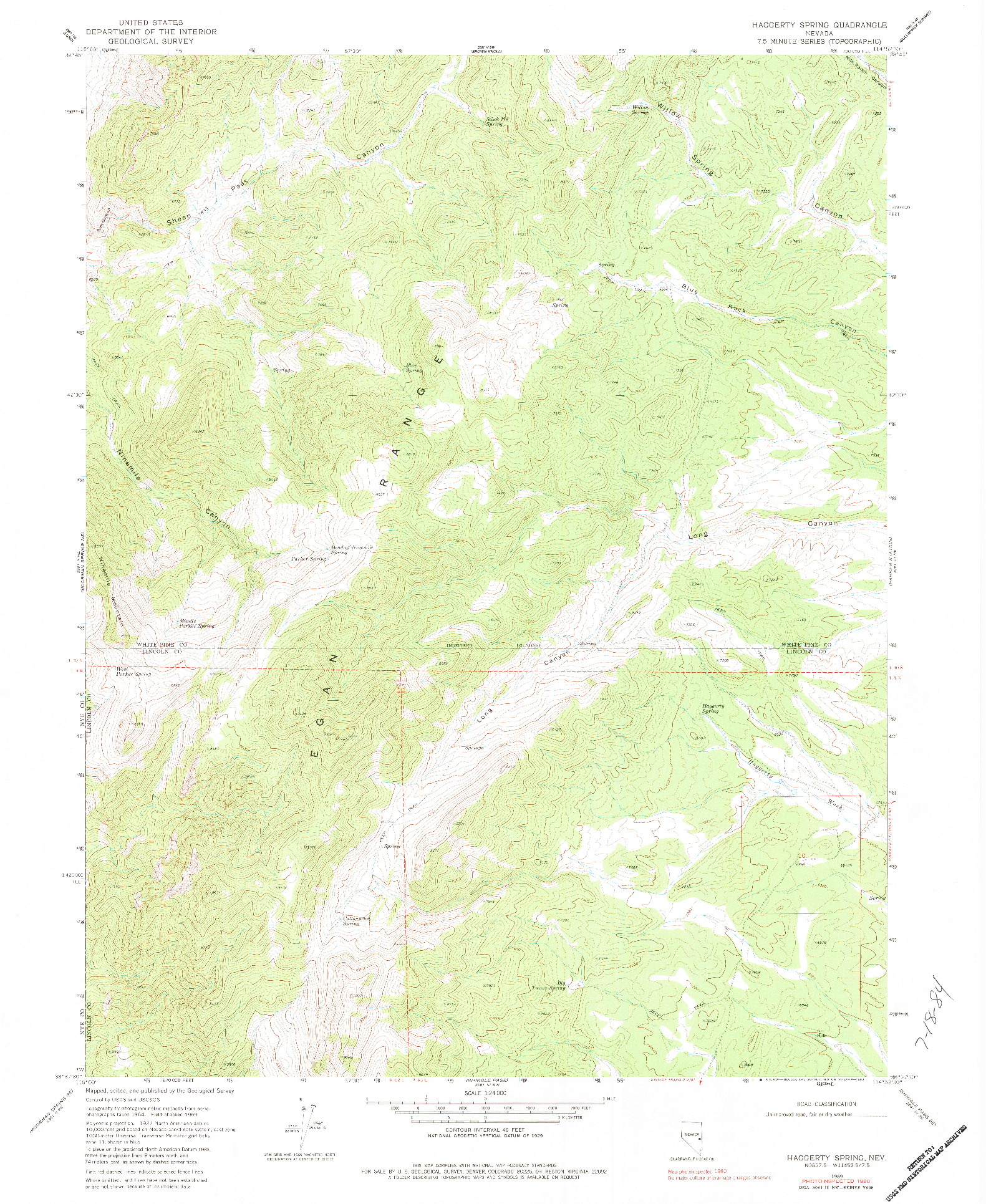 USGS 1:24000-SCALE QUADRANGLE FOR HAGGERTY SPRING, NV 1969