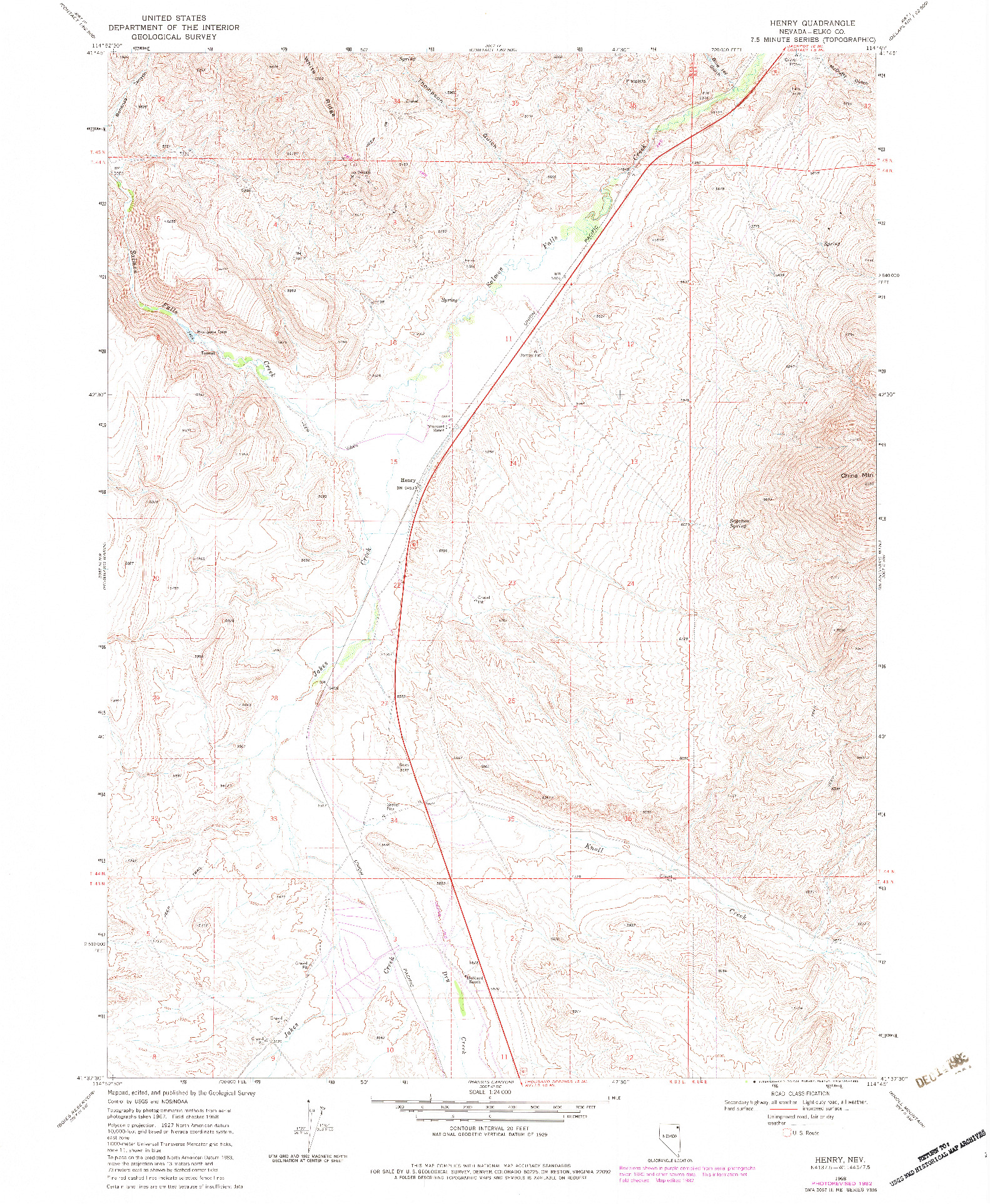 USGS 1:24000-SCALE QUADRANGLE FOR HENRY, NV 1968