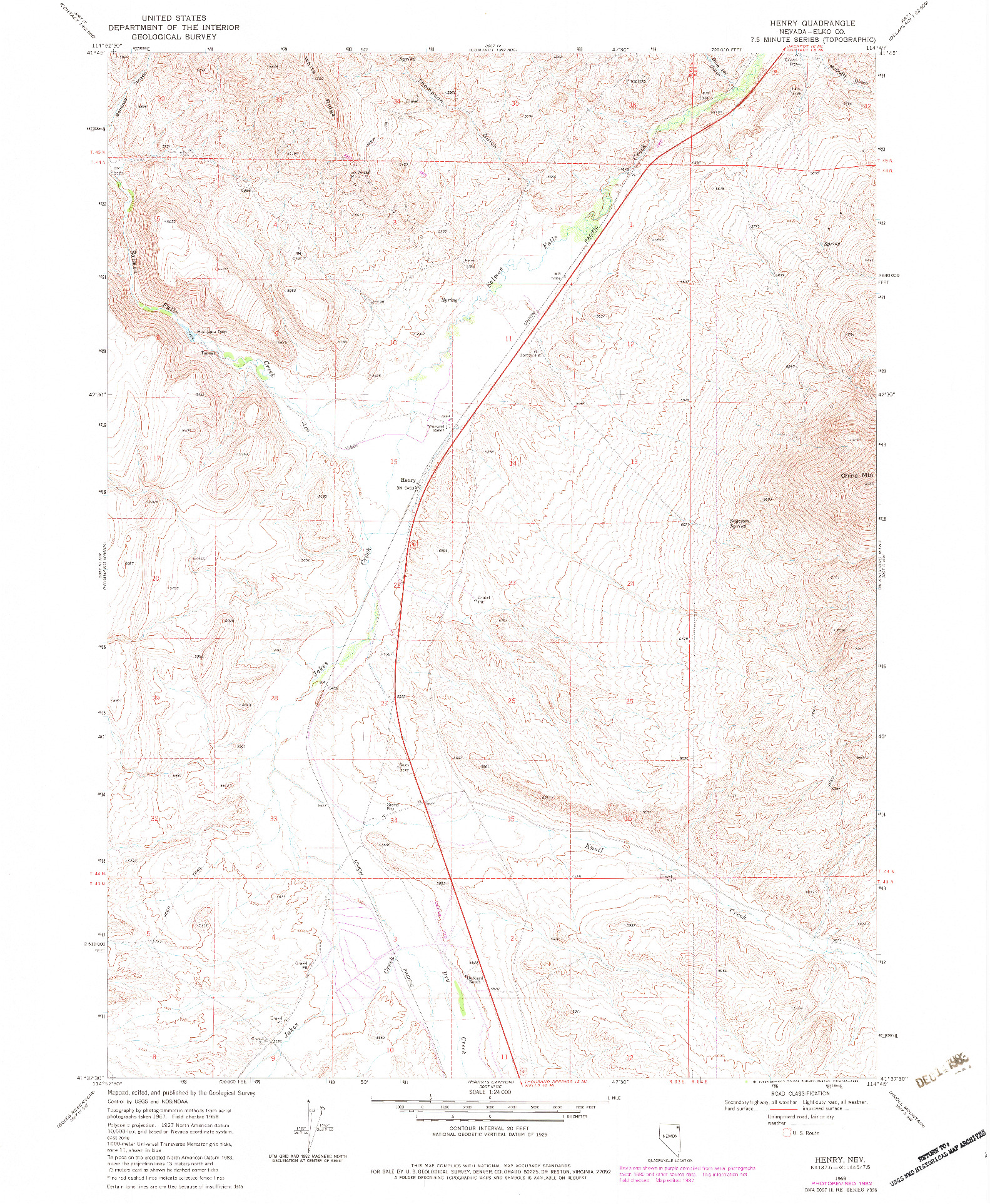 USGS 1:24000-SCALE QUADRANGLE FOR HENRY, NV 1968