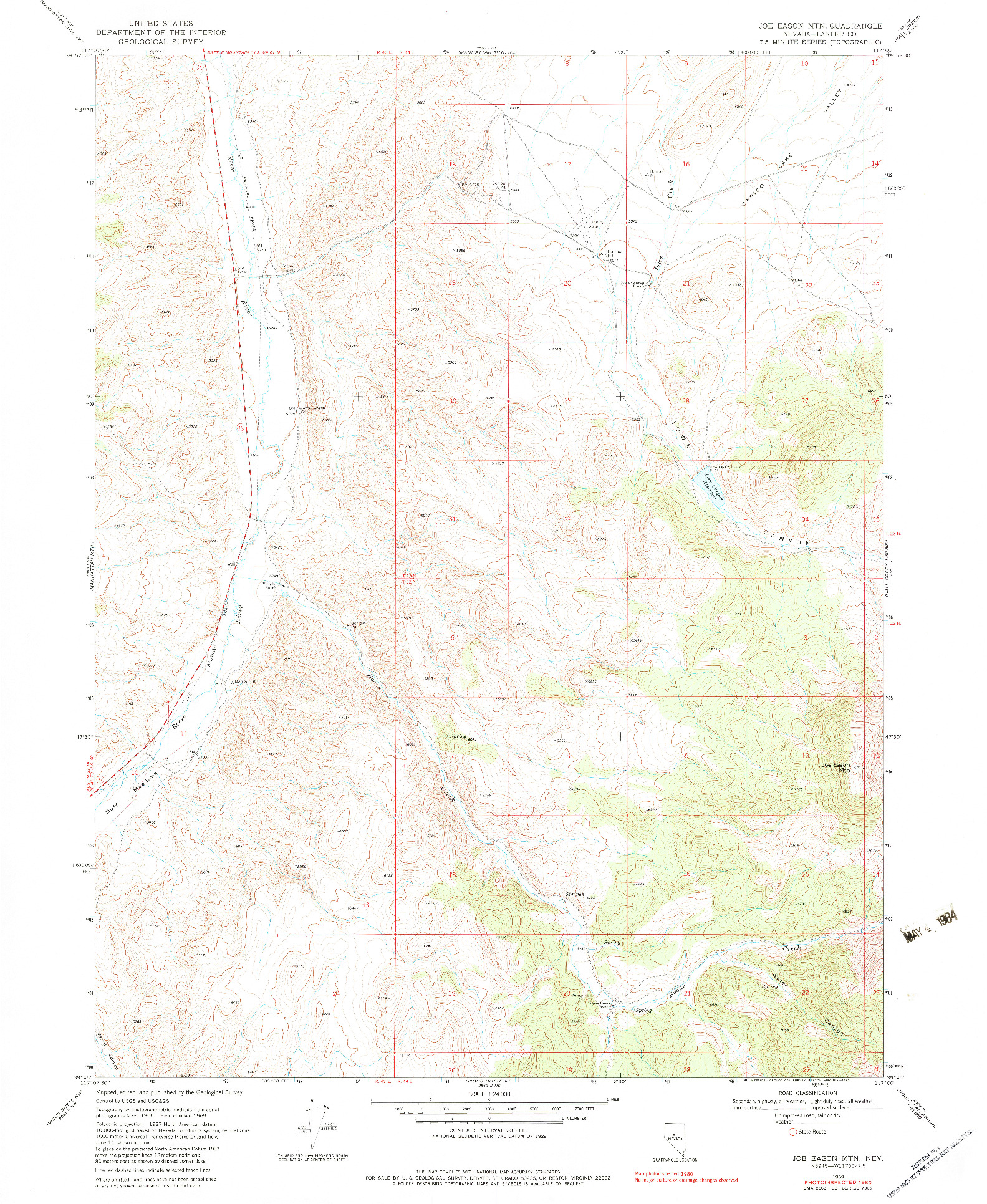 USGS 1:24000-SCALE QUADRANGLE FOR JOE EASON MTN, NV 1969