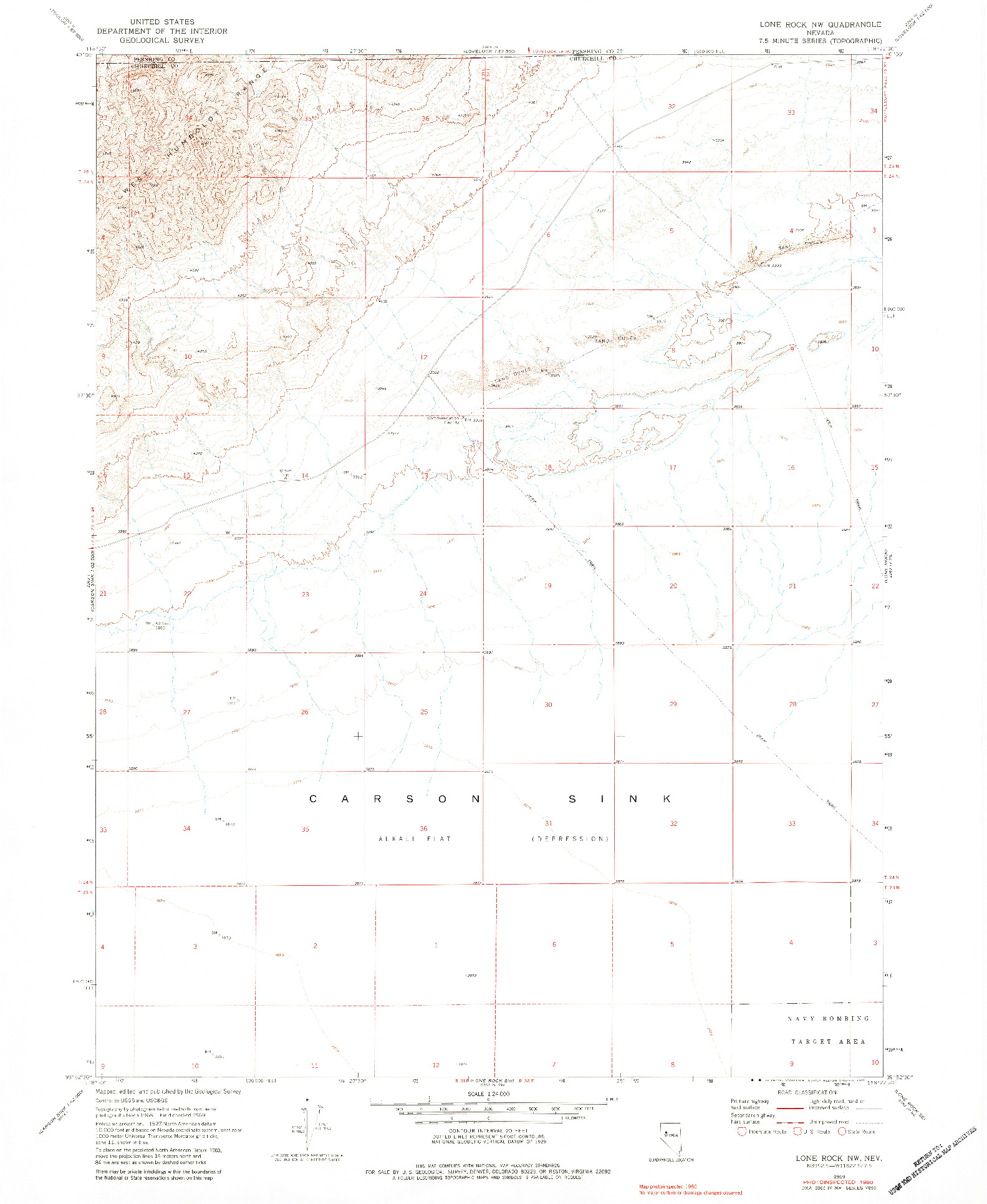 USGS 1:24000-SCALE QUADRANGLE FOR LONE ROCK NW, NV 1969