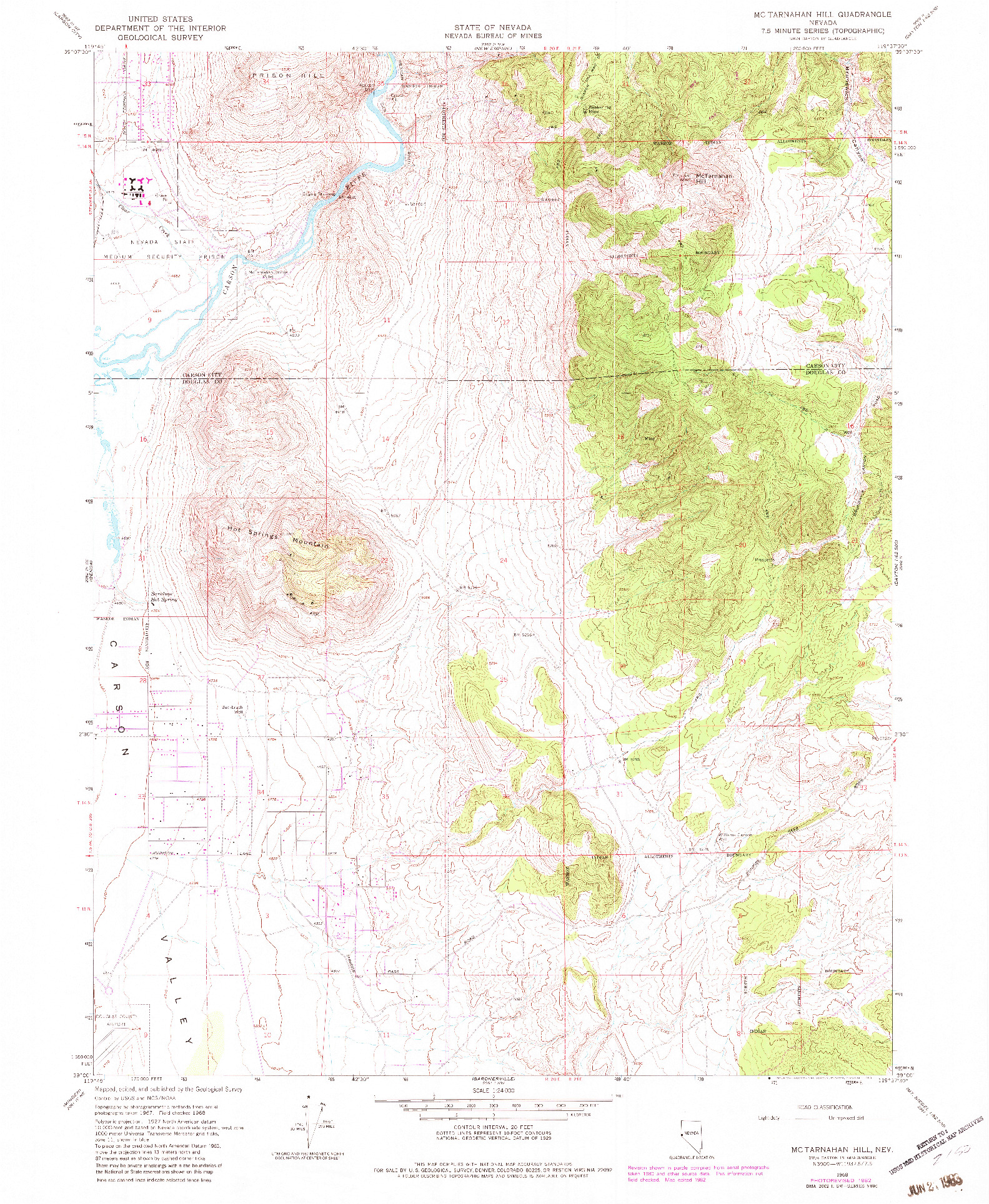 USGS 1:24000-SCALE QUADRANGLE FOR MCTARNAHAN HILL, NV 1968