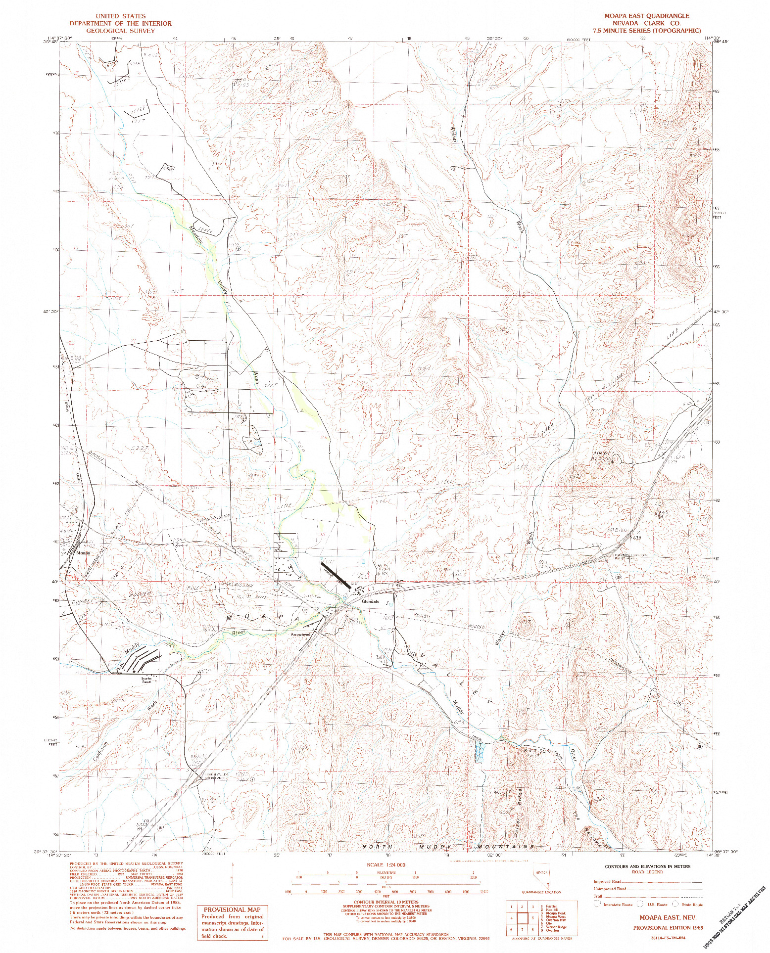 USGS 1:24000-SCALE QUADRANGLE FOR MOAPA EAST, NV 1983