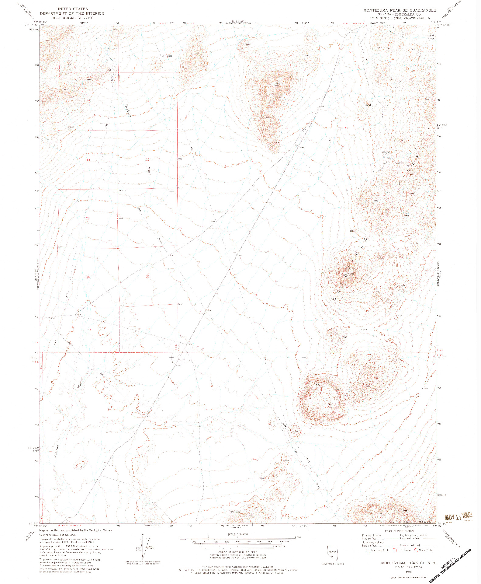 USGS 1:24000-SCALE QUADRANGLE FOR MONTEZUMA PEAK SE, NV 1970