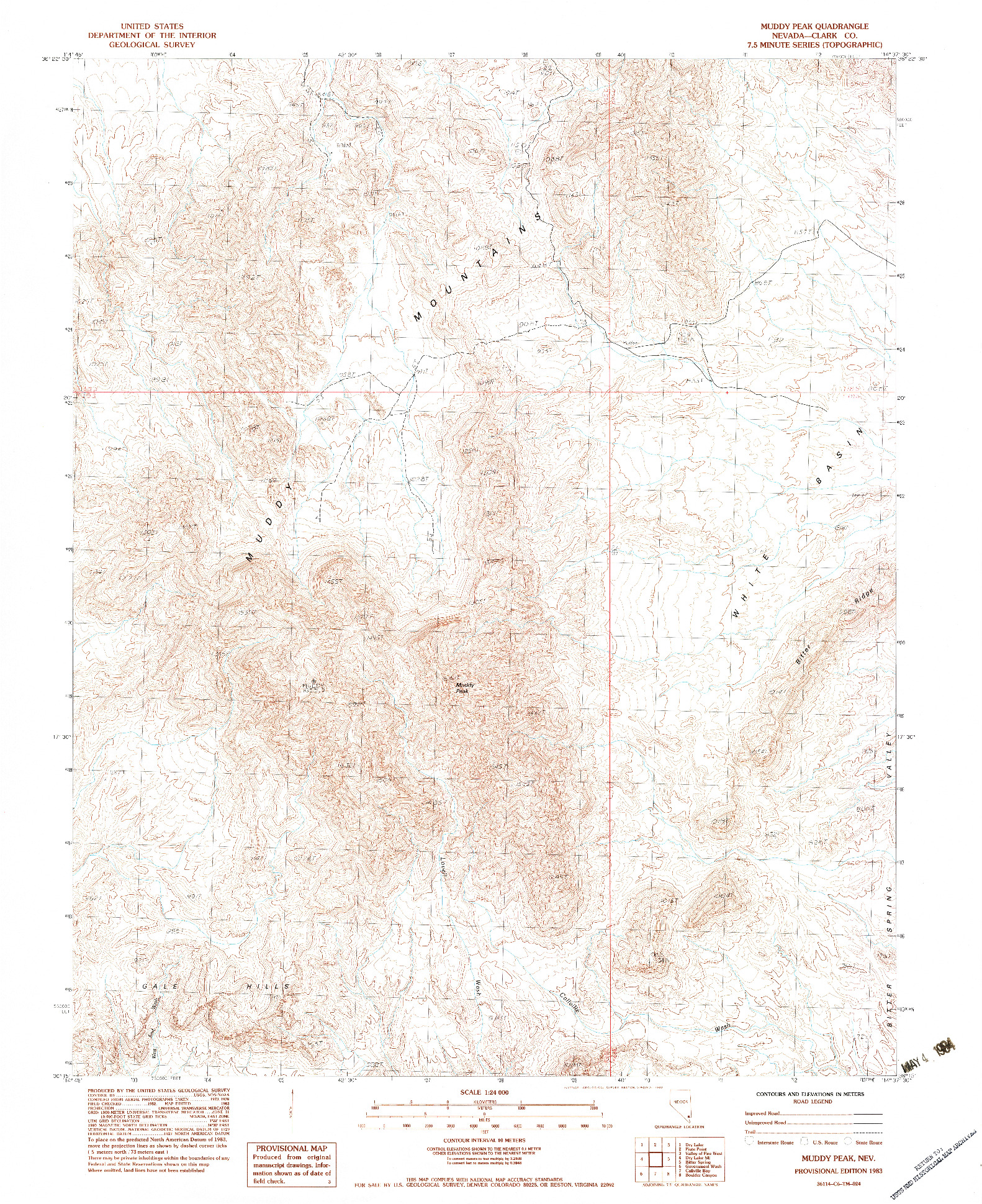 USGS 1:24000-SCALE QUADRANGLE FOR MUDDY PEAK, NV 1983