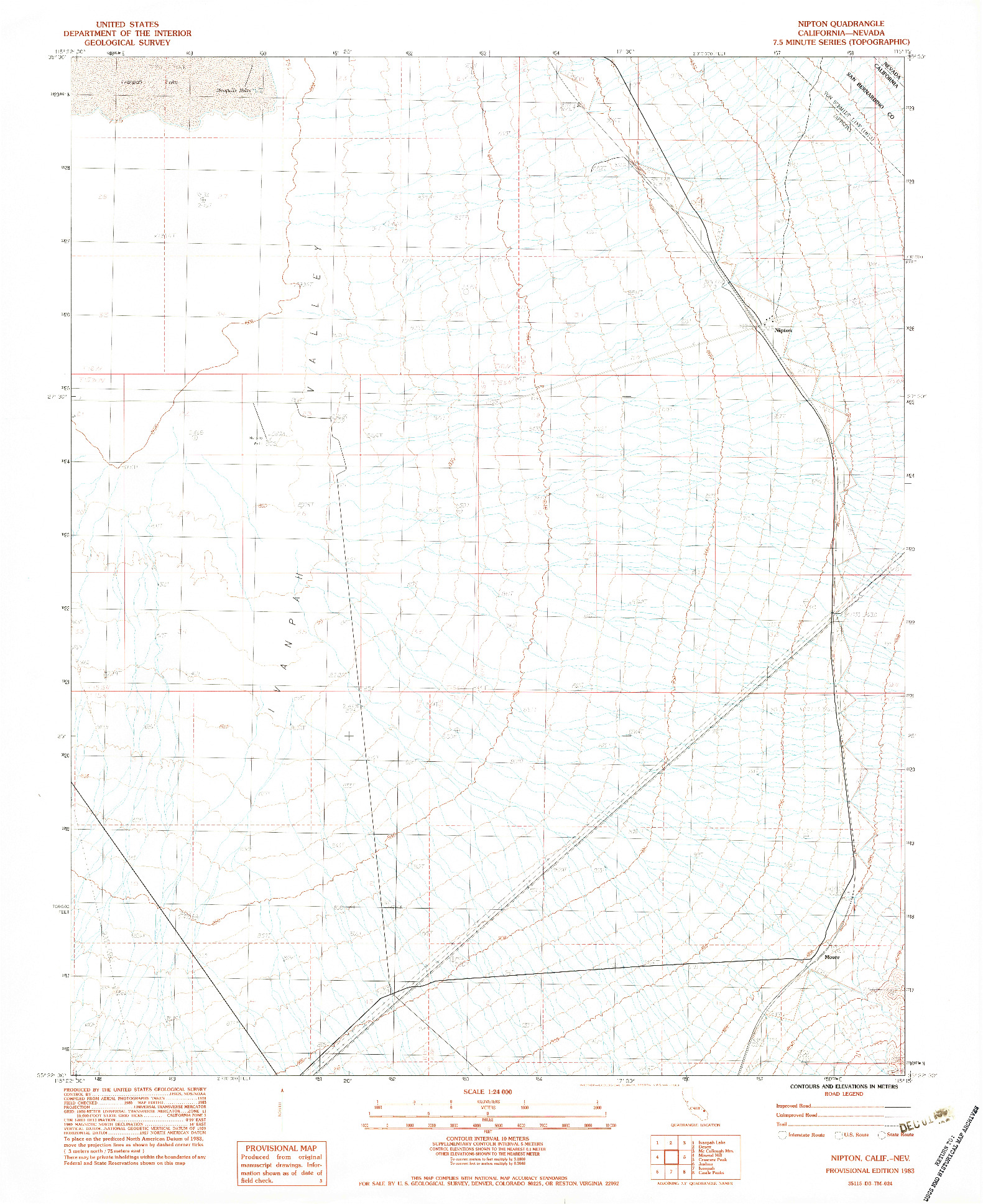 USGS 1:24000-SCALE QUADRANGLE FOR NIPTON, NV 1983