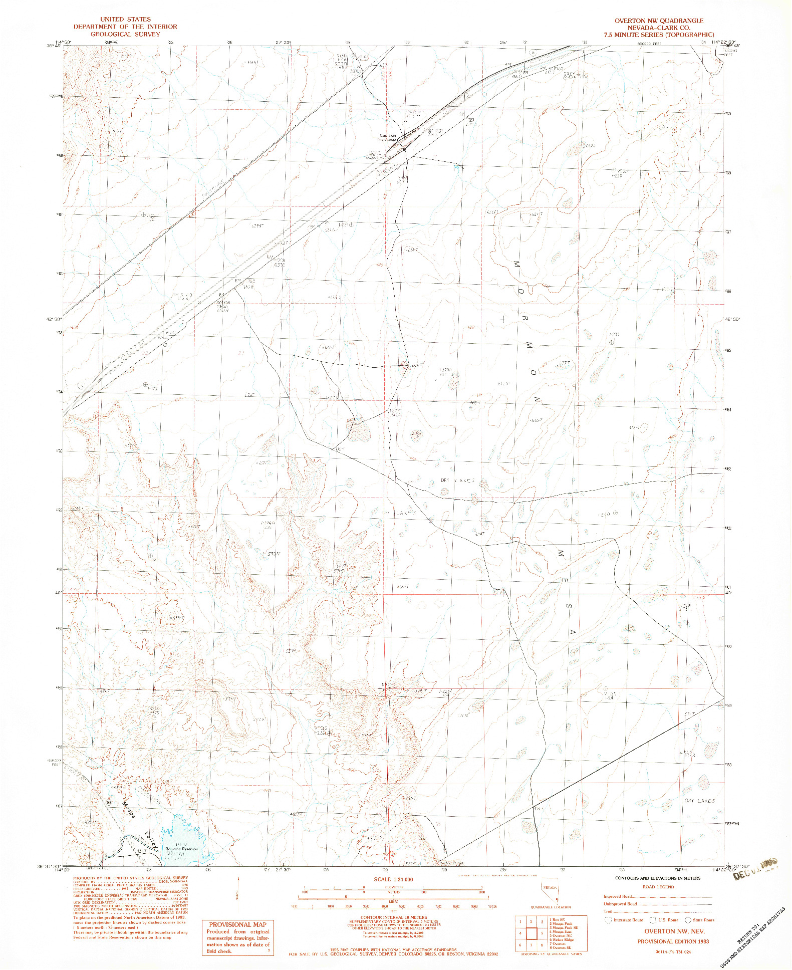 USGS 1:24000-SCALE QUADRANGLE FOR OVERTON NW, NV 1983