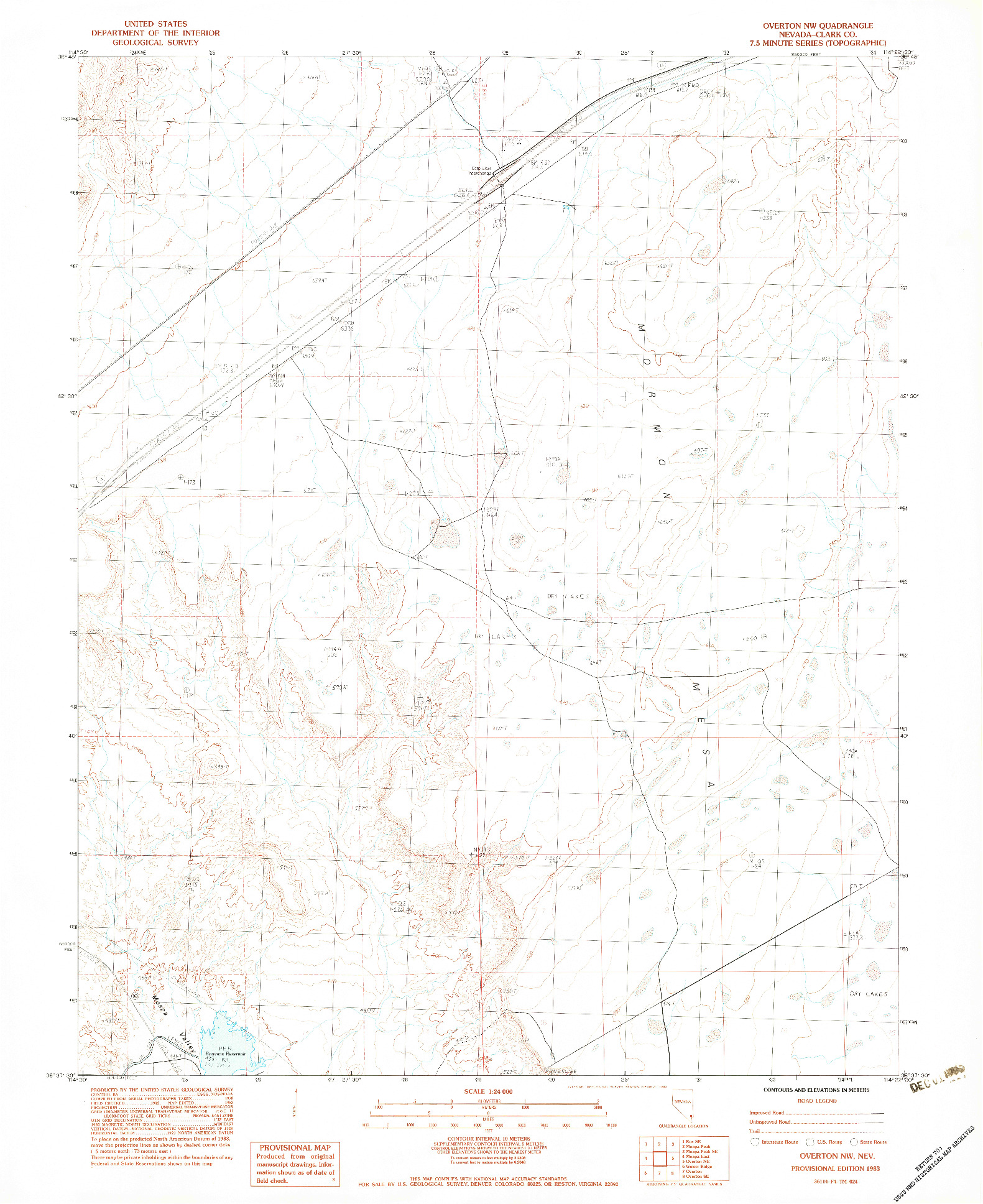 USGS 1:24000-SCALE QUADRANGLE FOR OVERTON NW, NV 1983