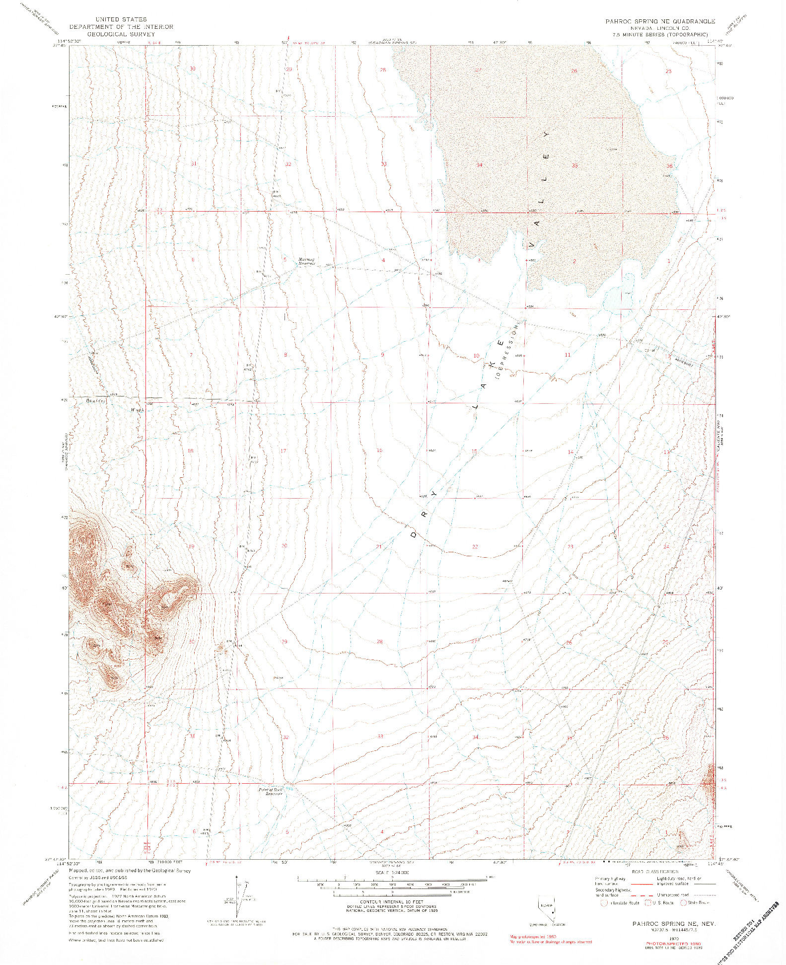 USGS 1:24000-SCALE QUADRANGLE FOR PAHROC SPRING NE, NV 1970