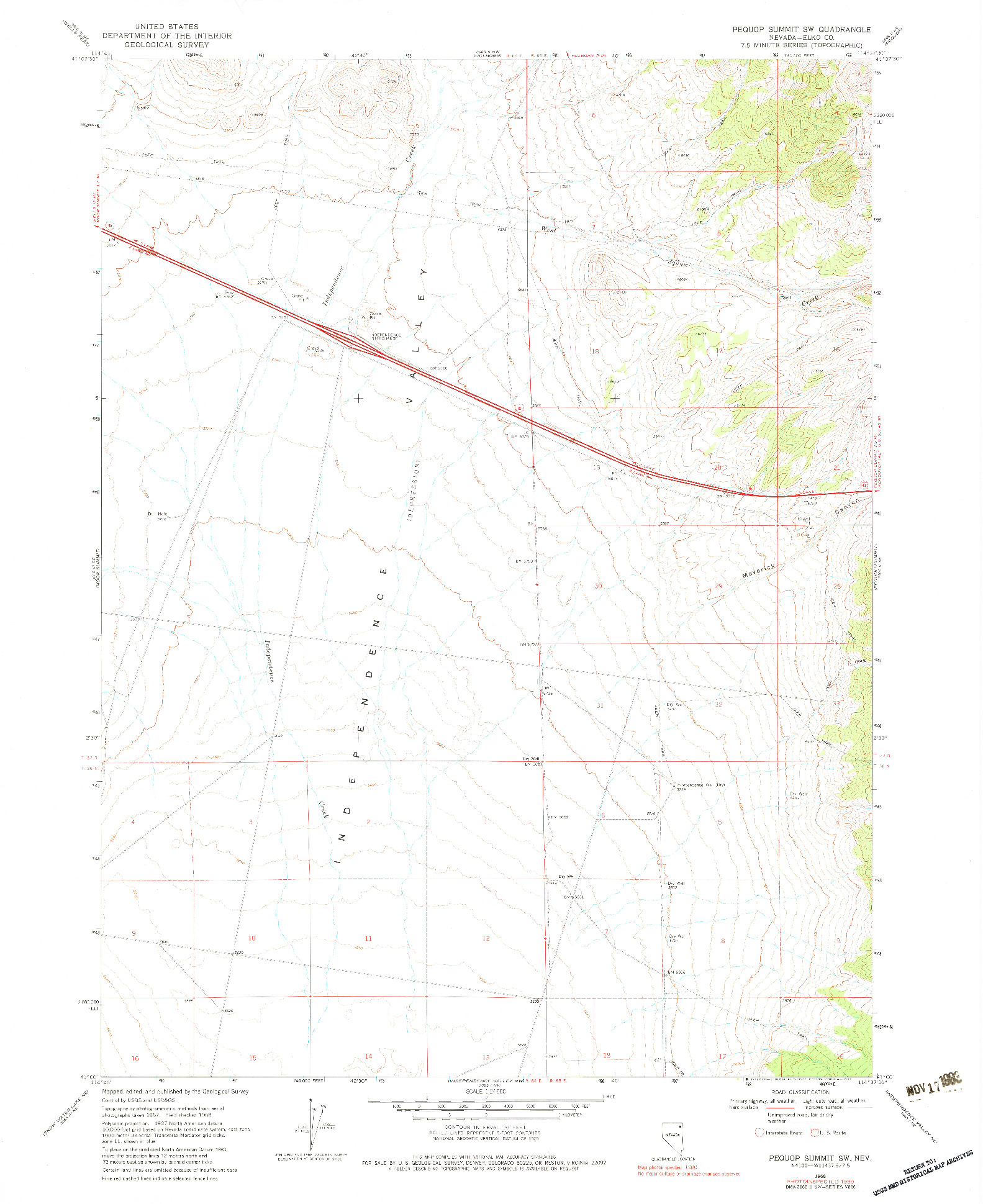 USGS 1:24000-SCALE QUADRANGLE FOR PEQUOP SUMMIT SW, NV 1968