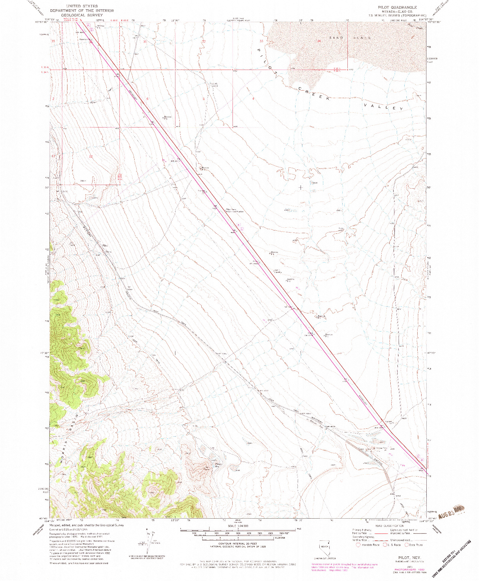 USGS 1:24000-SCALE QUADRANGLE FOR PILOT, NV 1971