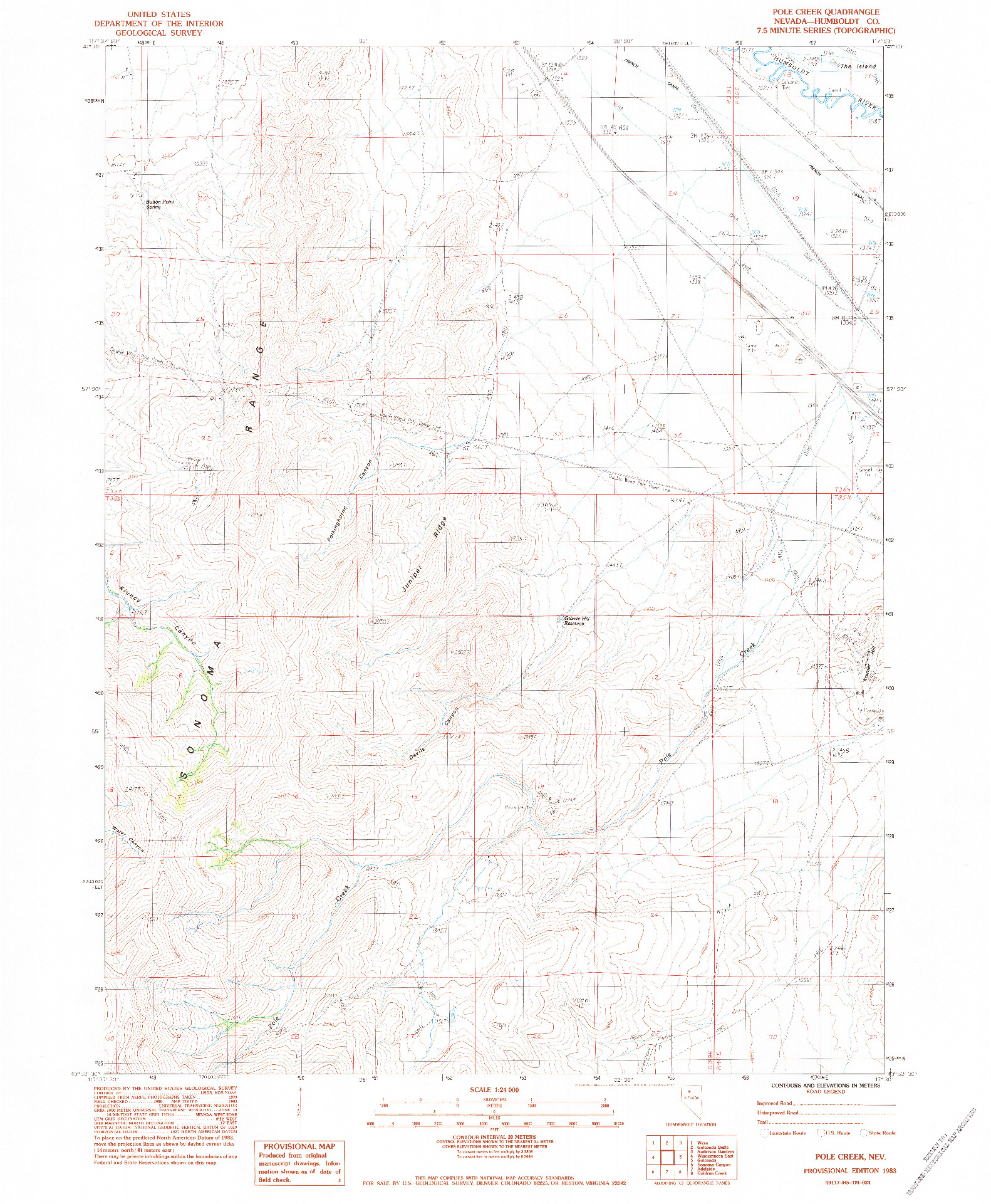 USGS 1:24000-SCALE QUADRANGLE FOR POLE CREEK, NV 1983