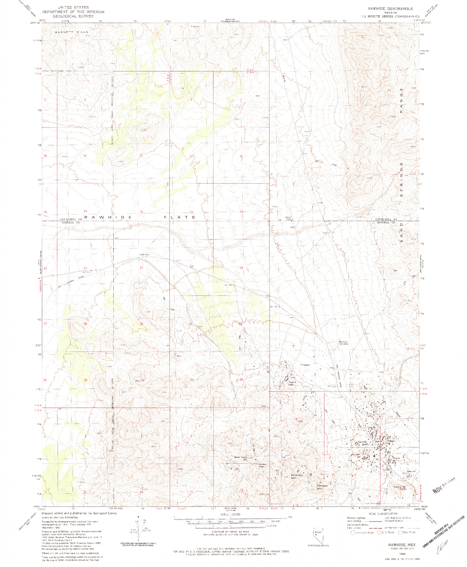 USGS 1:24000-SCALE QUADRANGLE FOR RAWHIDE, NV 1980