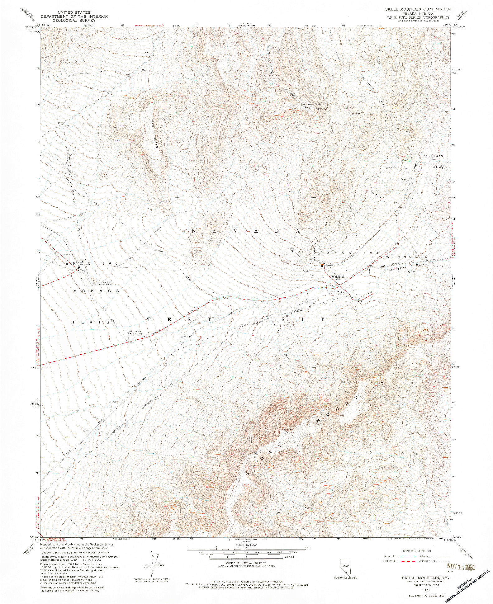 USGS 1:24000-SCALE QUADRANGLE FOR SKULL MOUNTAIN, NV 1961