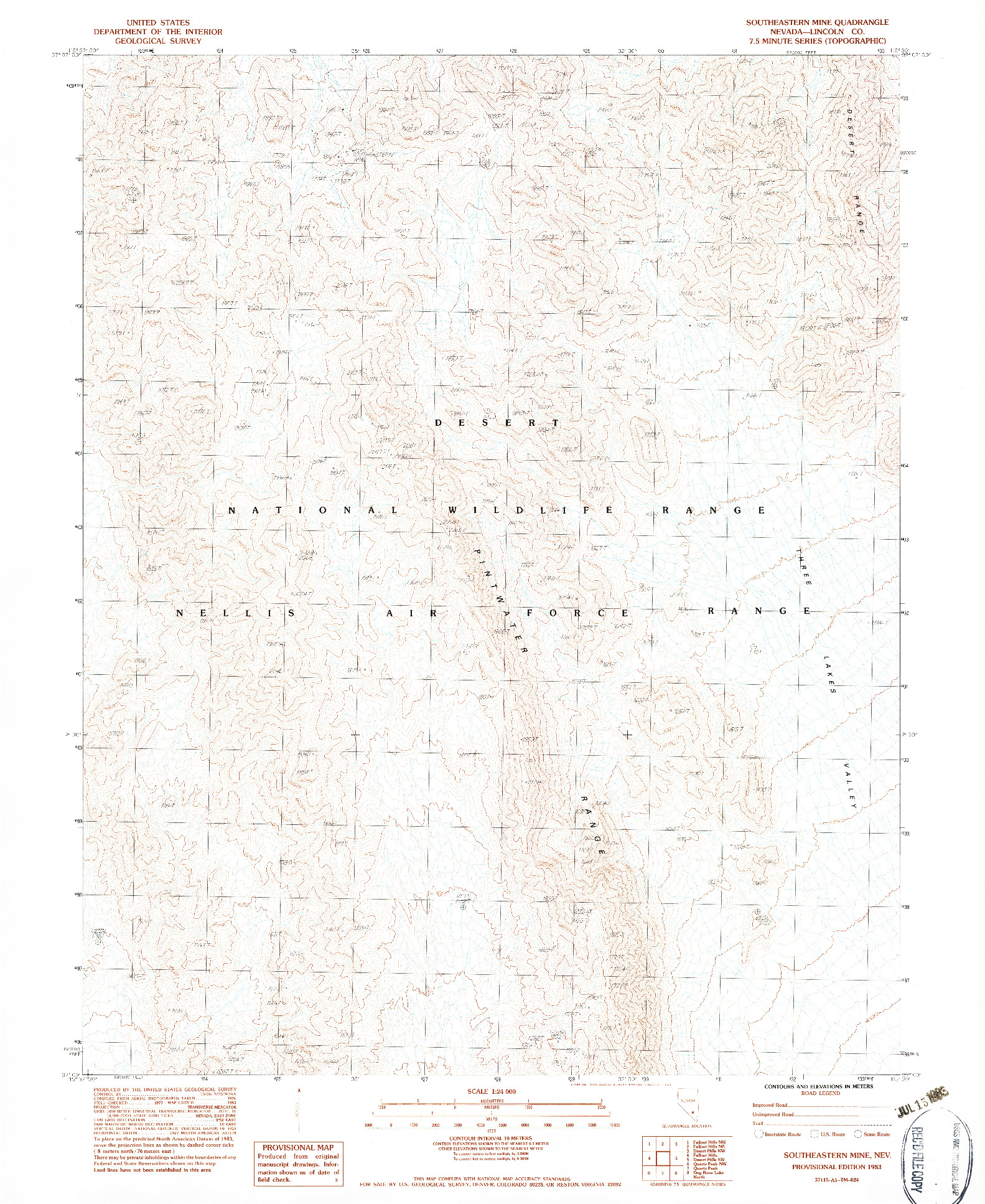 USGS 1:24000-SCALE QUADRANGLE FOR SOUTHEASTERN MINE, NV 1983