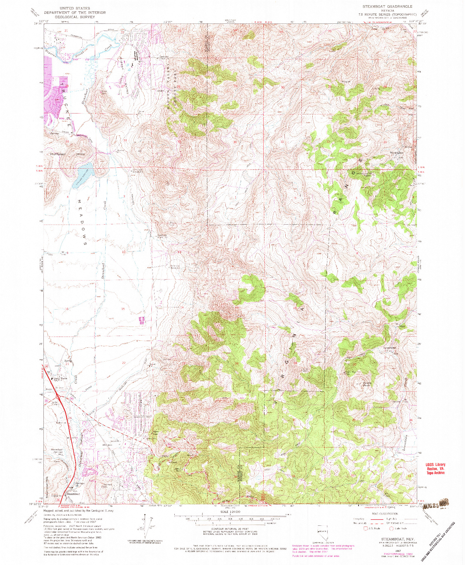 USGS 1:24000-SCALE QUADRANGLE FOR STEAMBOAT, NV 1967