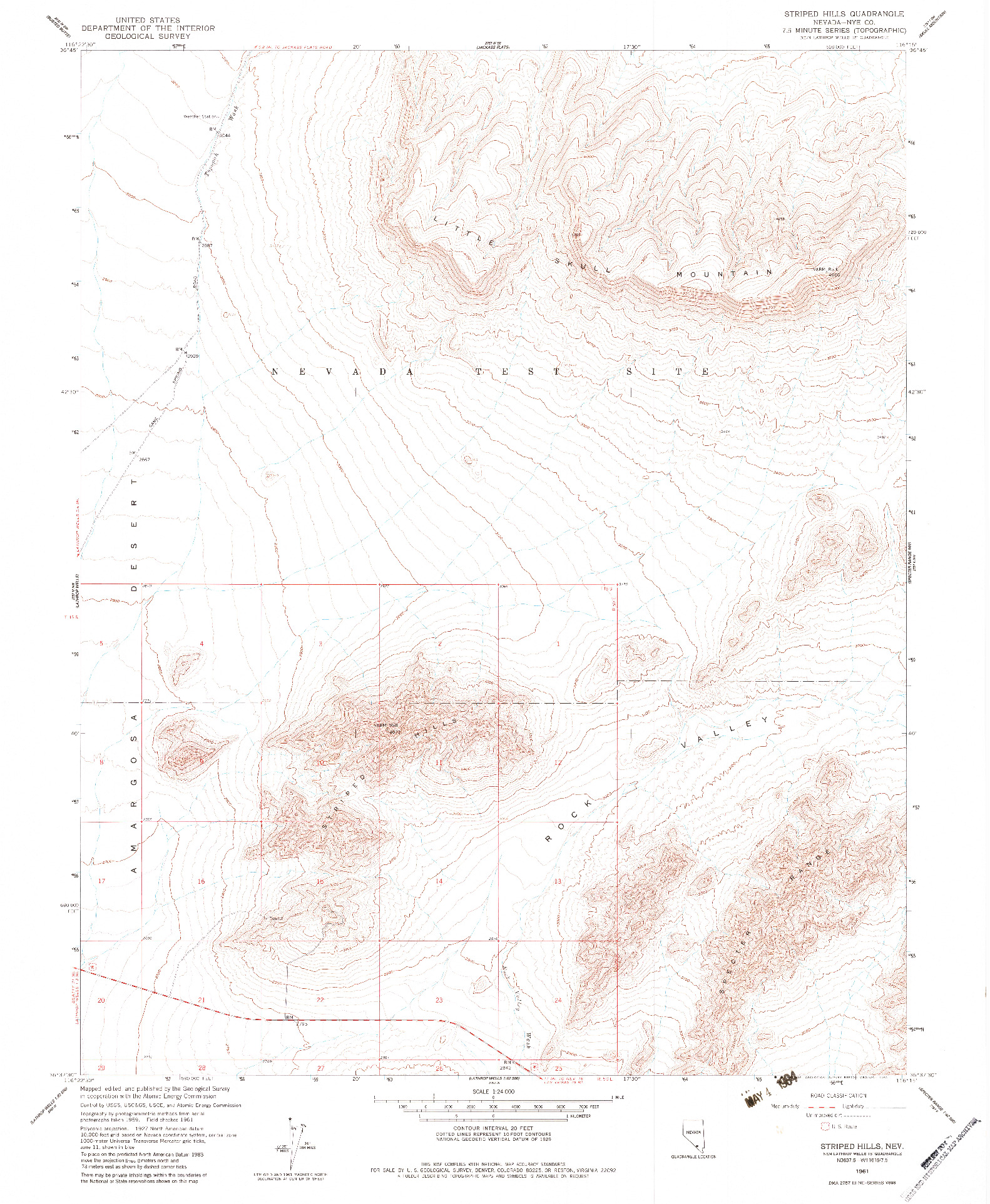 USGS 1:24000-SCALE QUADRANGLE FOR STRIPED HILLS, NV 1961