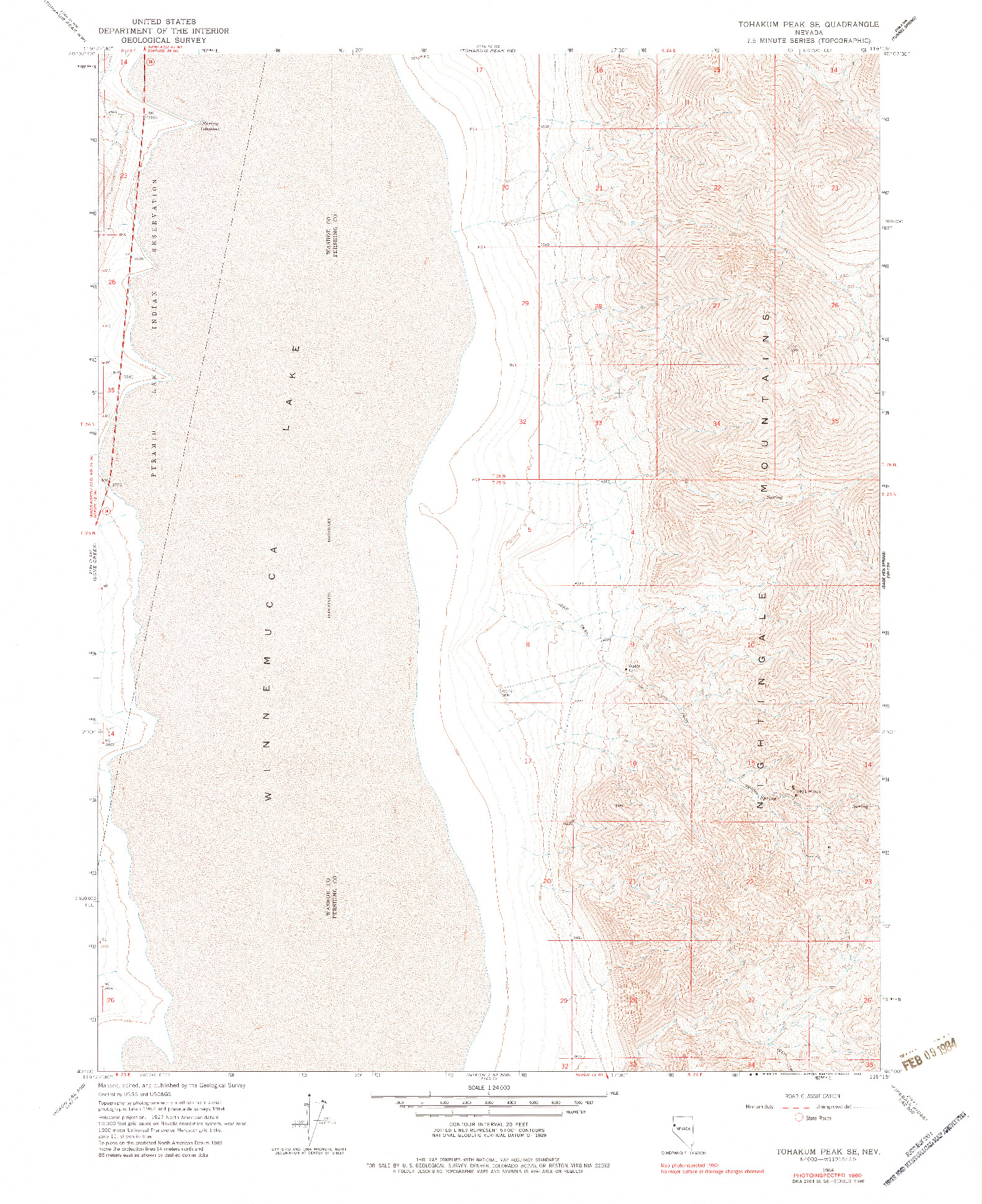 USGS 1:24000-SCALE QUADRANGLE FOR TOHAKUM PEAK SE, NV 1964