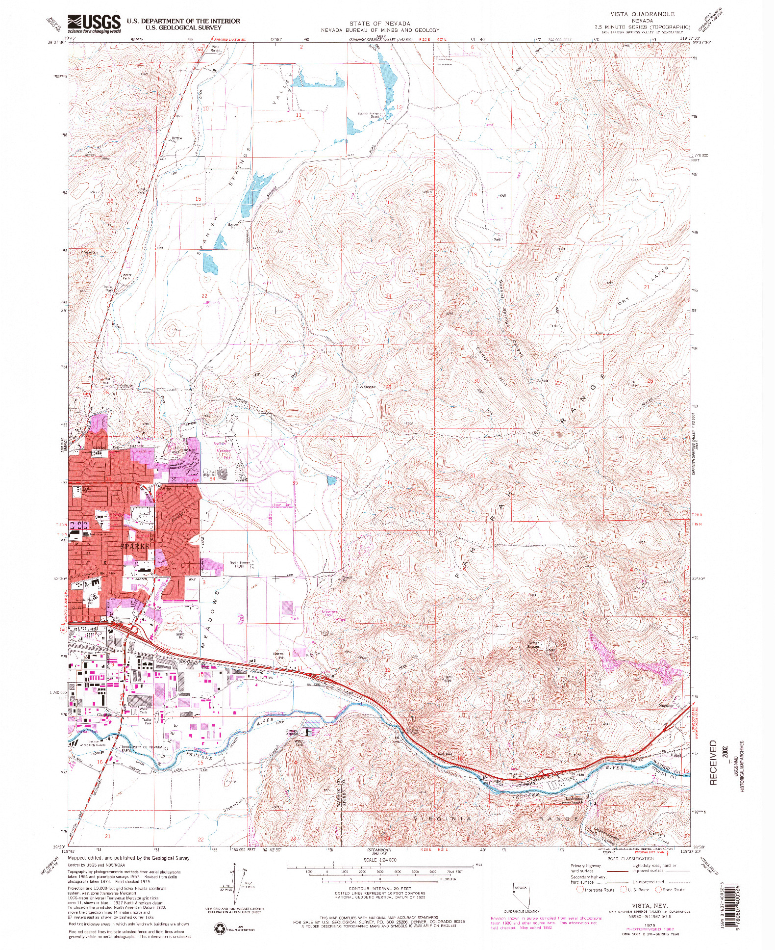 USGS 1:24000-SCALE QUADRANGLE FOR VISTA, NV 1975