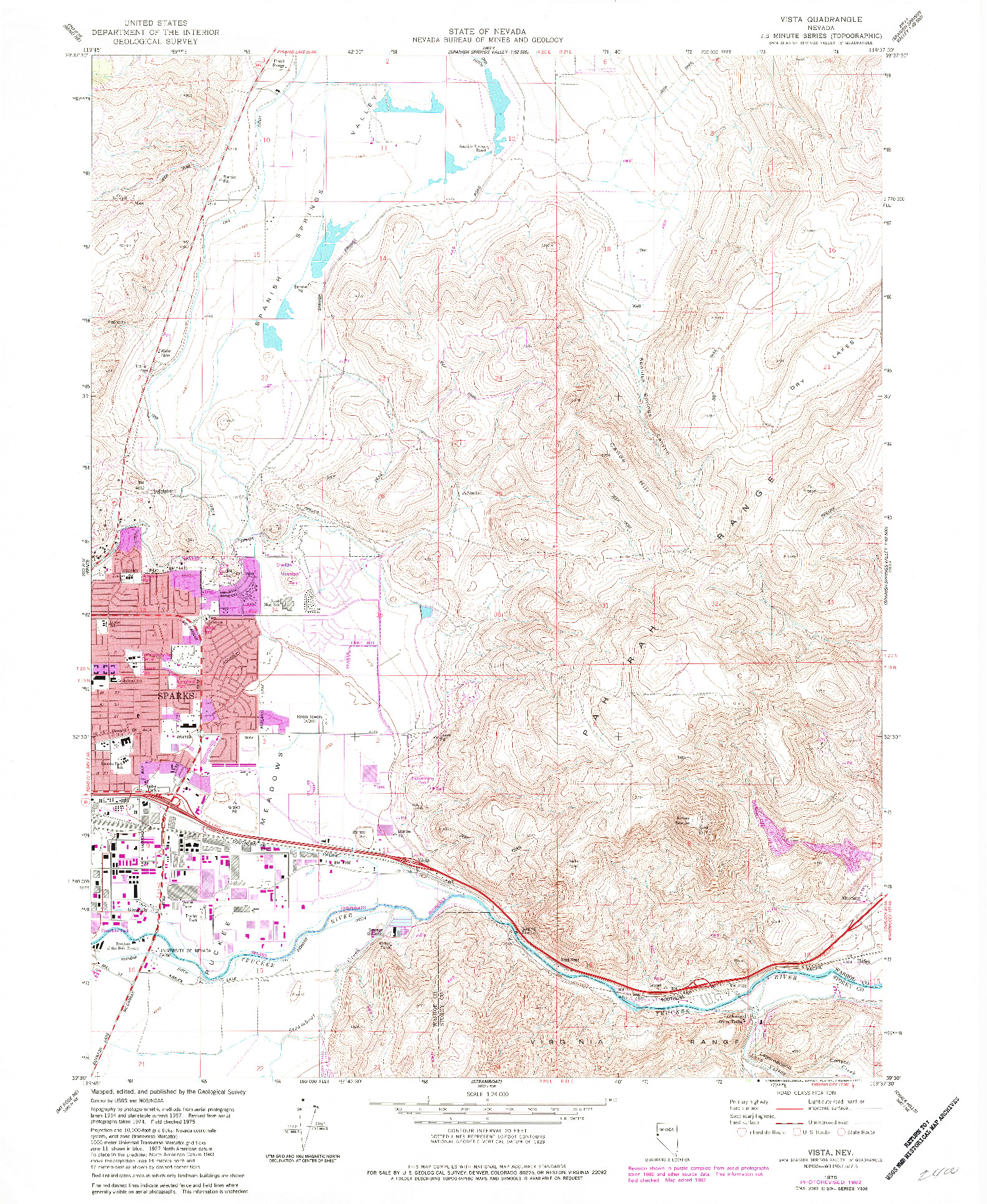 USGS 1:24000-SCALE QUADRANGLE FOR VISTA, NV 1975