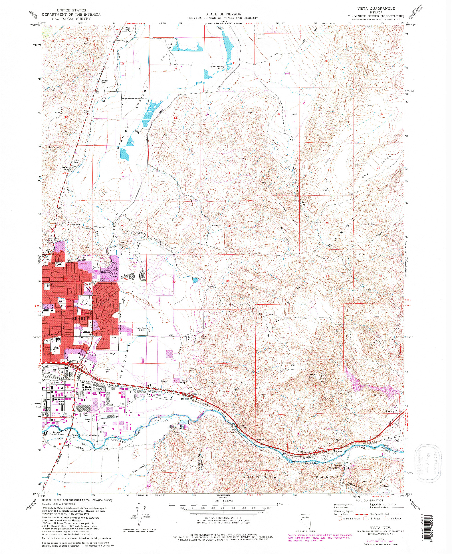 USGS 1:24000-SCALE QUADRANGLE FOR VISTA, NV 1975