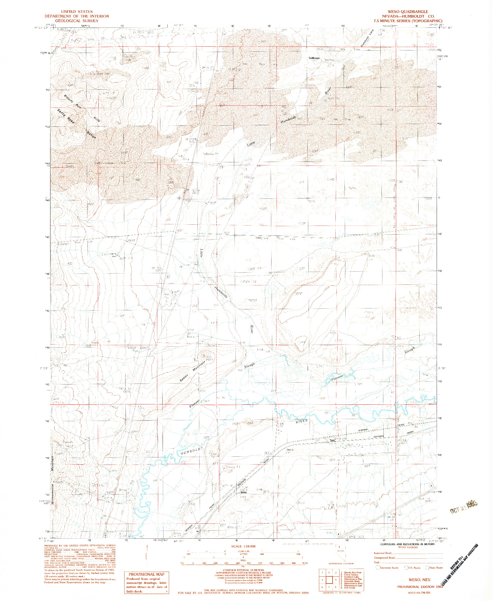 USGS 1:24000-SCALE QUADRANGLE FOR WESO, NV 1983