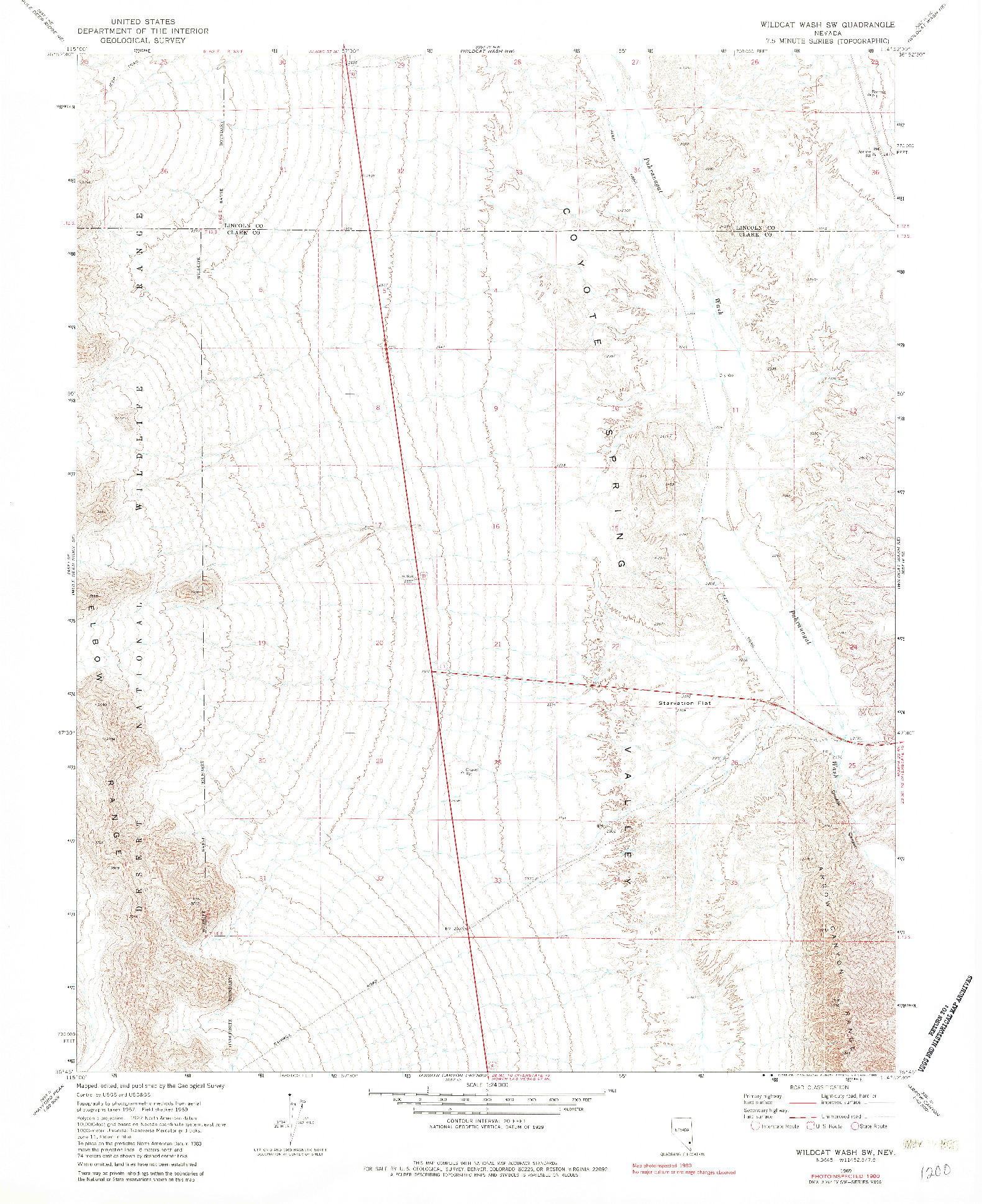USGS 1:24000-SCALE QUADRANGLE FOR WILDCAT WASH SW, NV 1969