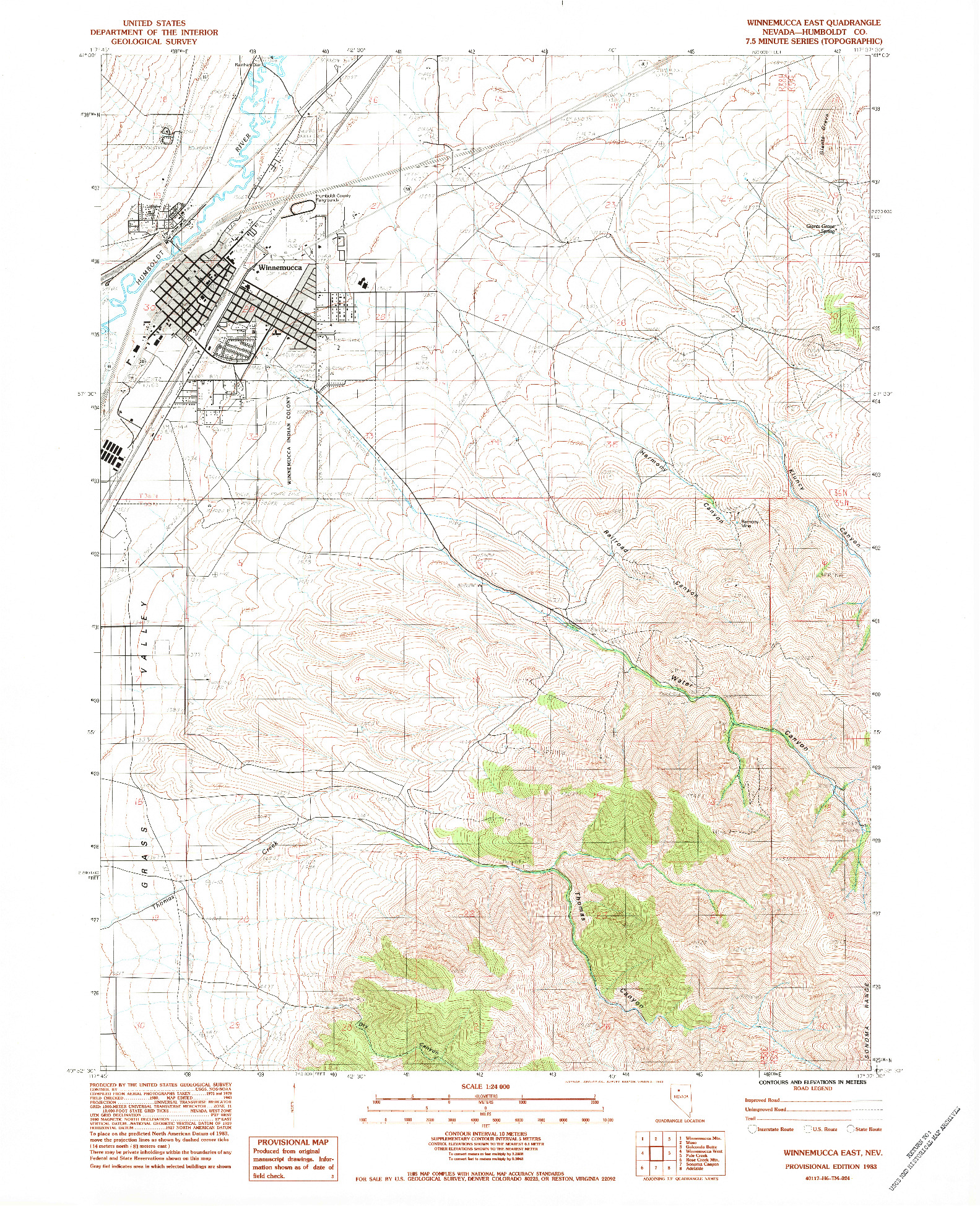 USGS 1:24000-SCALE QUADRANGLE FOR WINNEMUCCA EAST, NV 1983