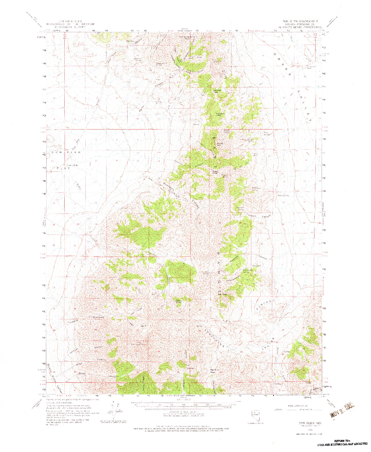 USGS 1:62500-SCALE QUADRANGLE FOR DUN GLEN, NV 1961