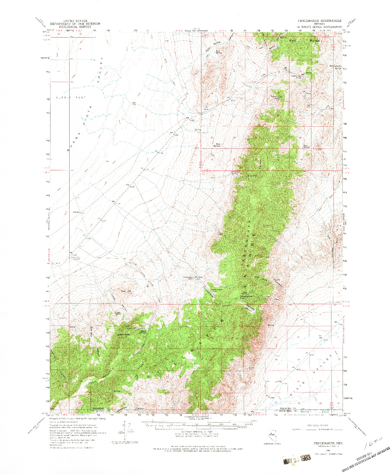 USGS 1:62500-SCALE QUADRANGLE FOR FENCEMAKER, NV 1961